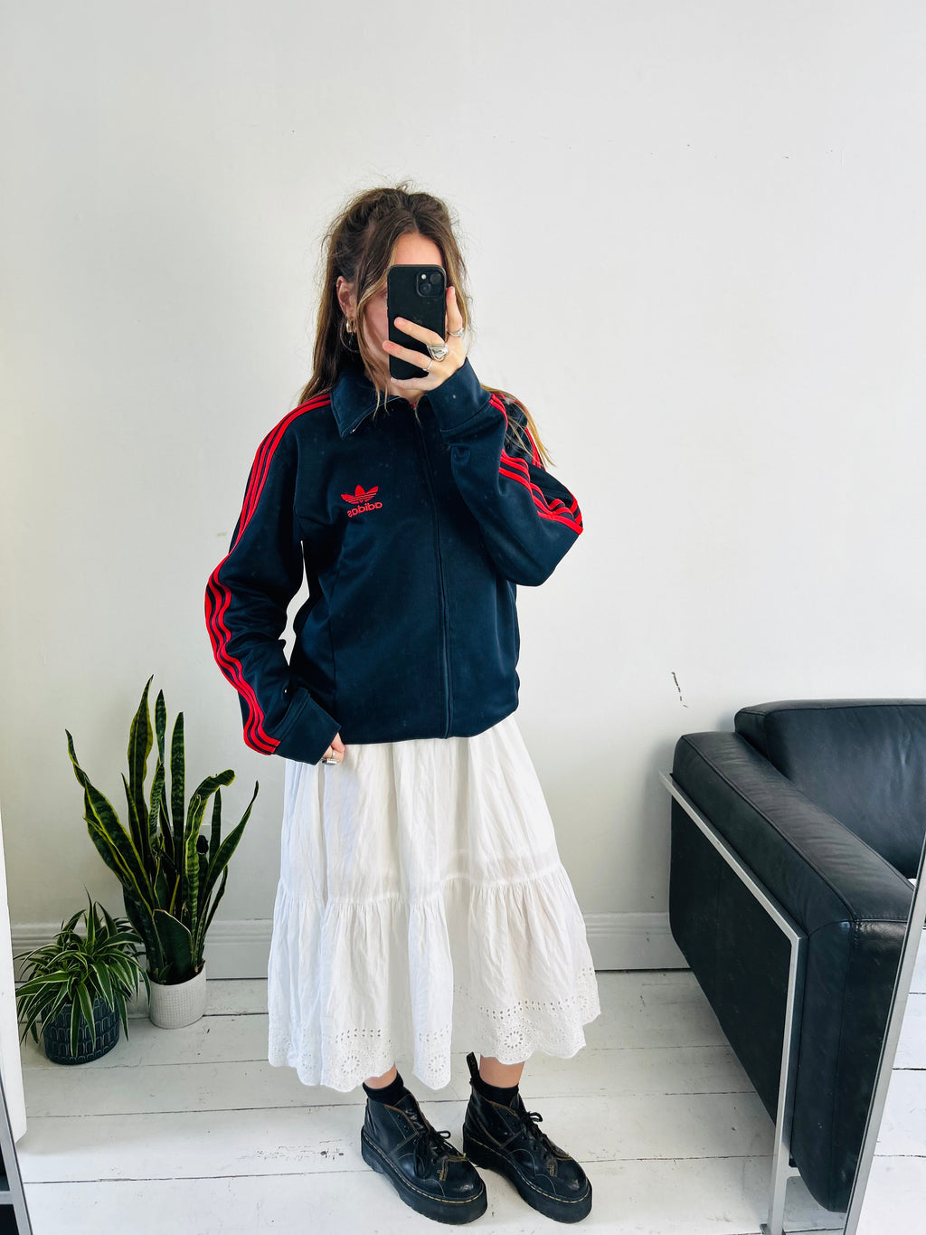Navy Adidas Track Jacket Size M