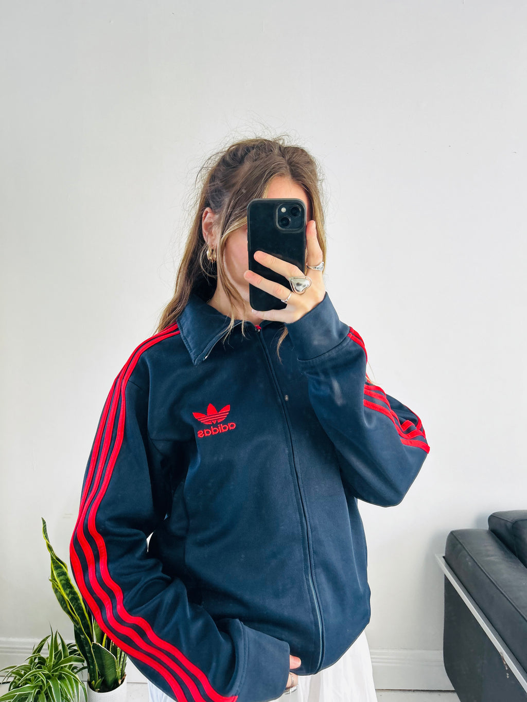 Navy Adidas Track Jacket Size M