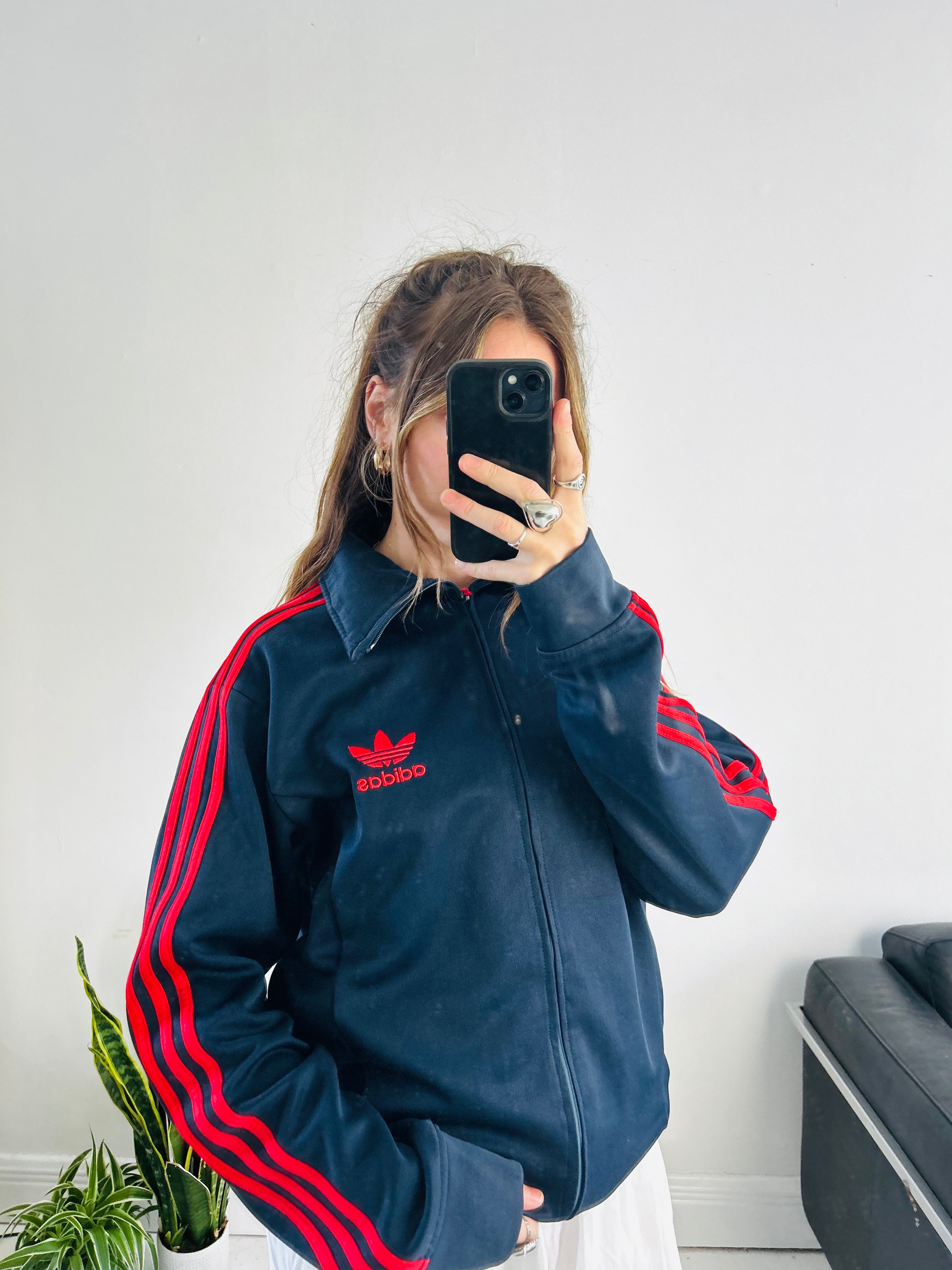 Navy Adidas Track Jacket Size M