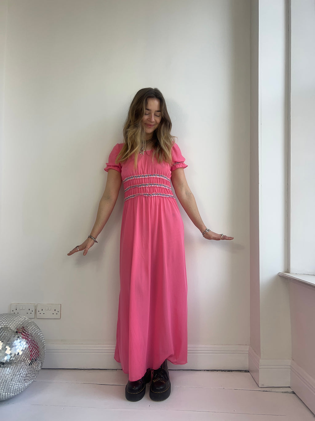 Pink 1970's Maxi Dress Size 10/12