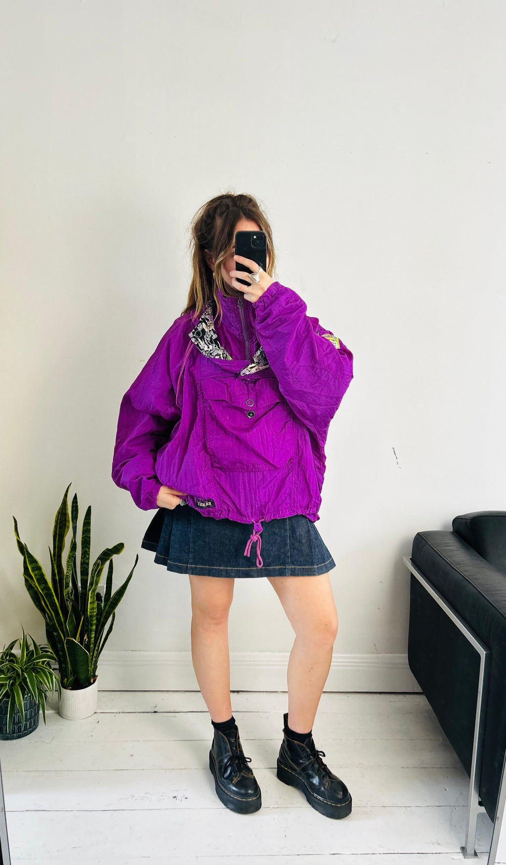 Purple 80's Half Zip Shell Jacket Size L