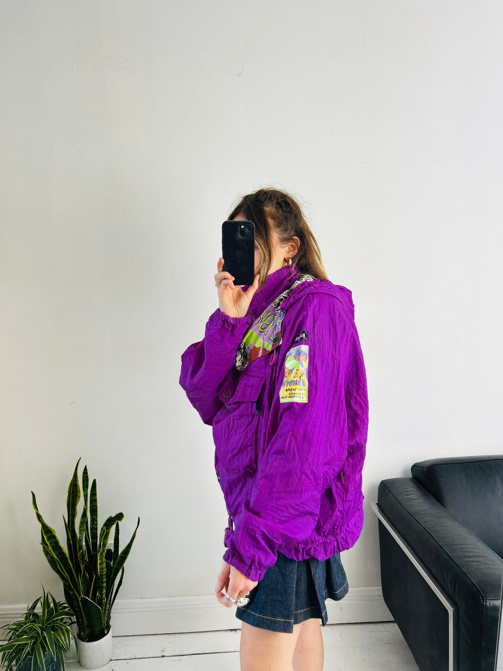 Purple 80's Half Zip Shell Jacket Size L