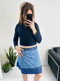 Navy Floral Popper Wrapo Skirt size 6/8/10/12/14