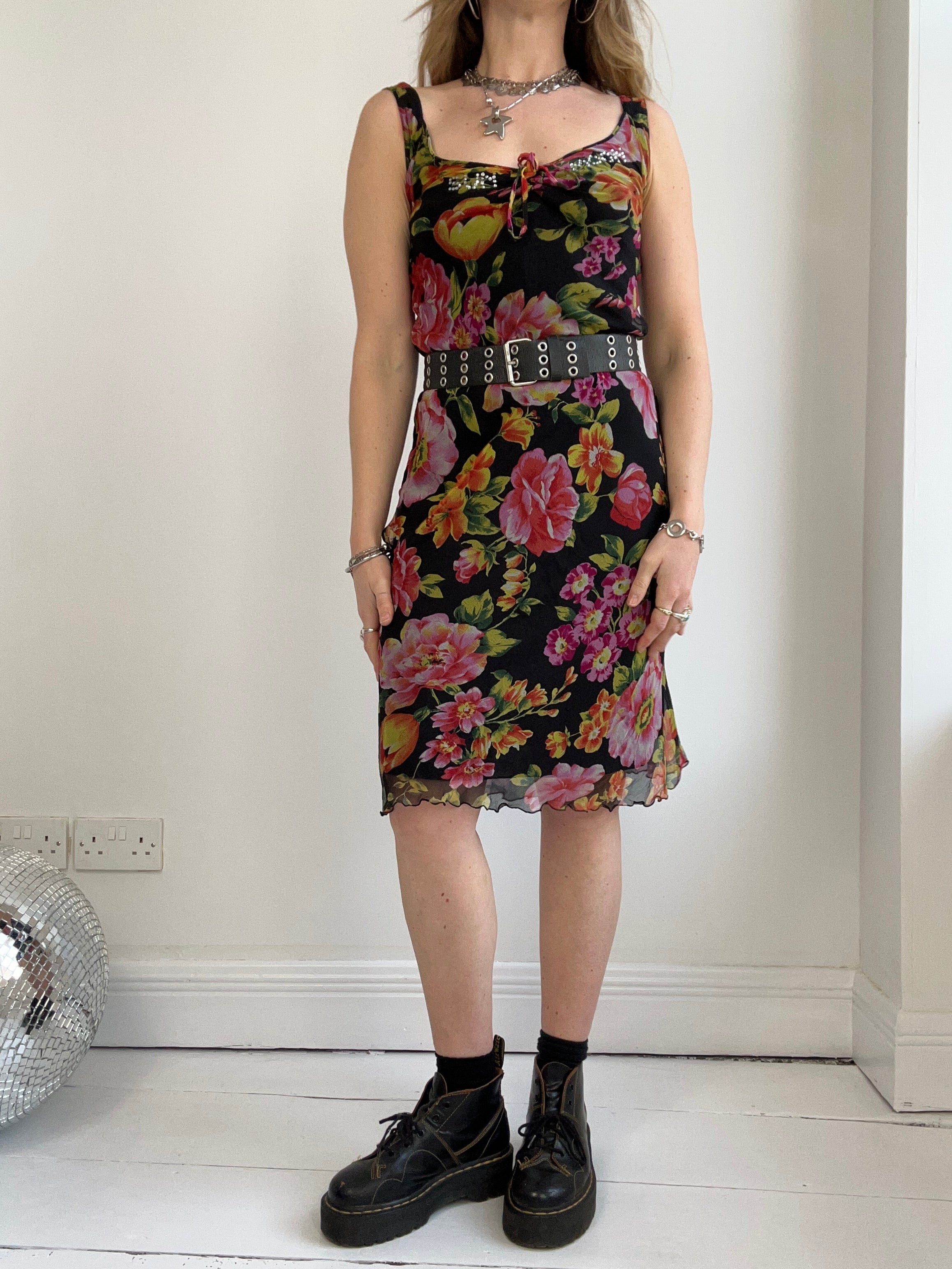 Floral Chiffon Midi Dress Size 8