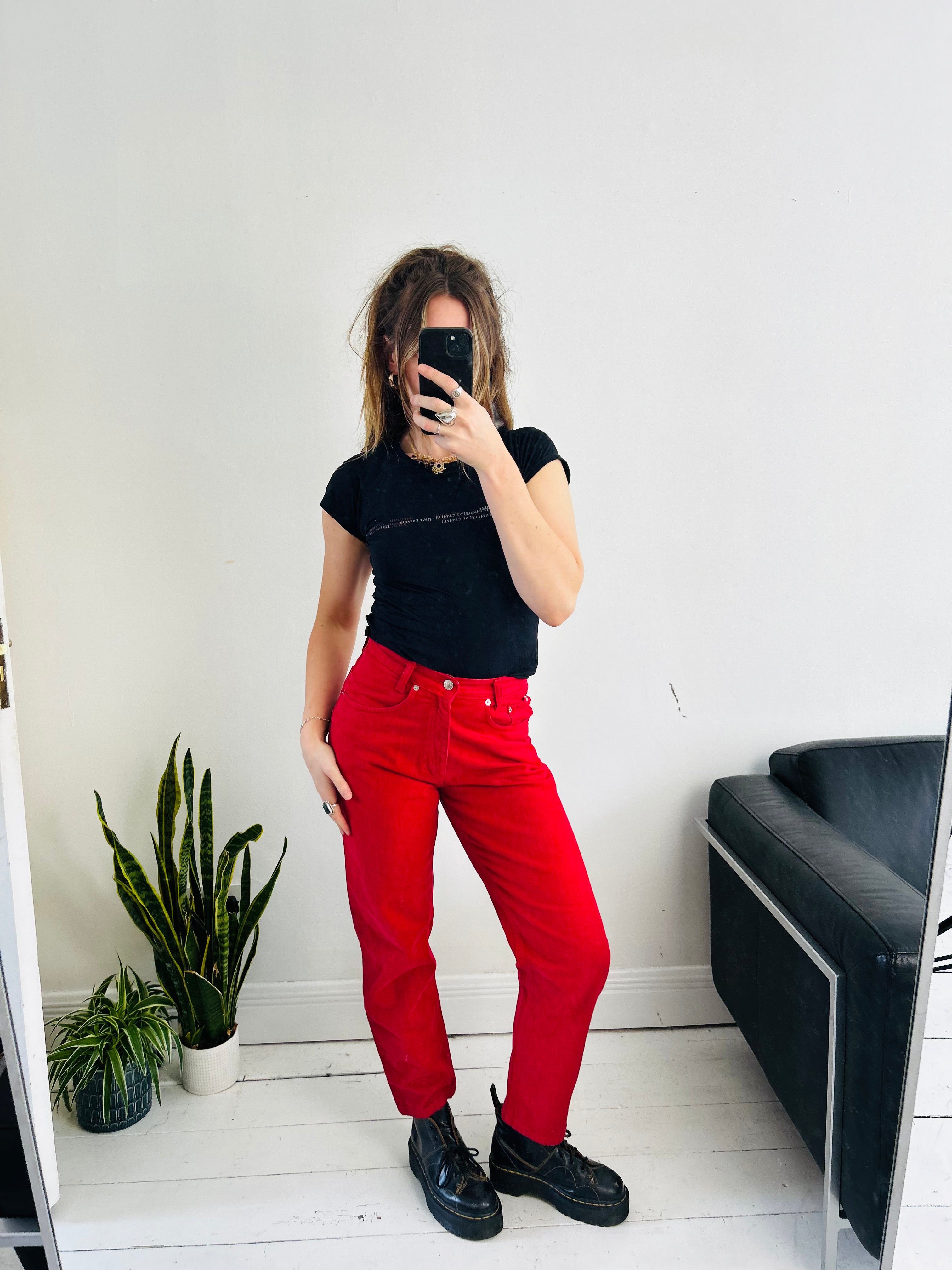 Red 80's Jeans Size 28" Waist