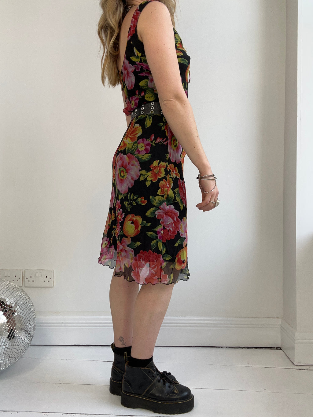 Floral Chiffon Midi Dress Size 8