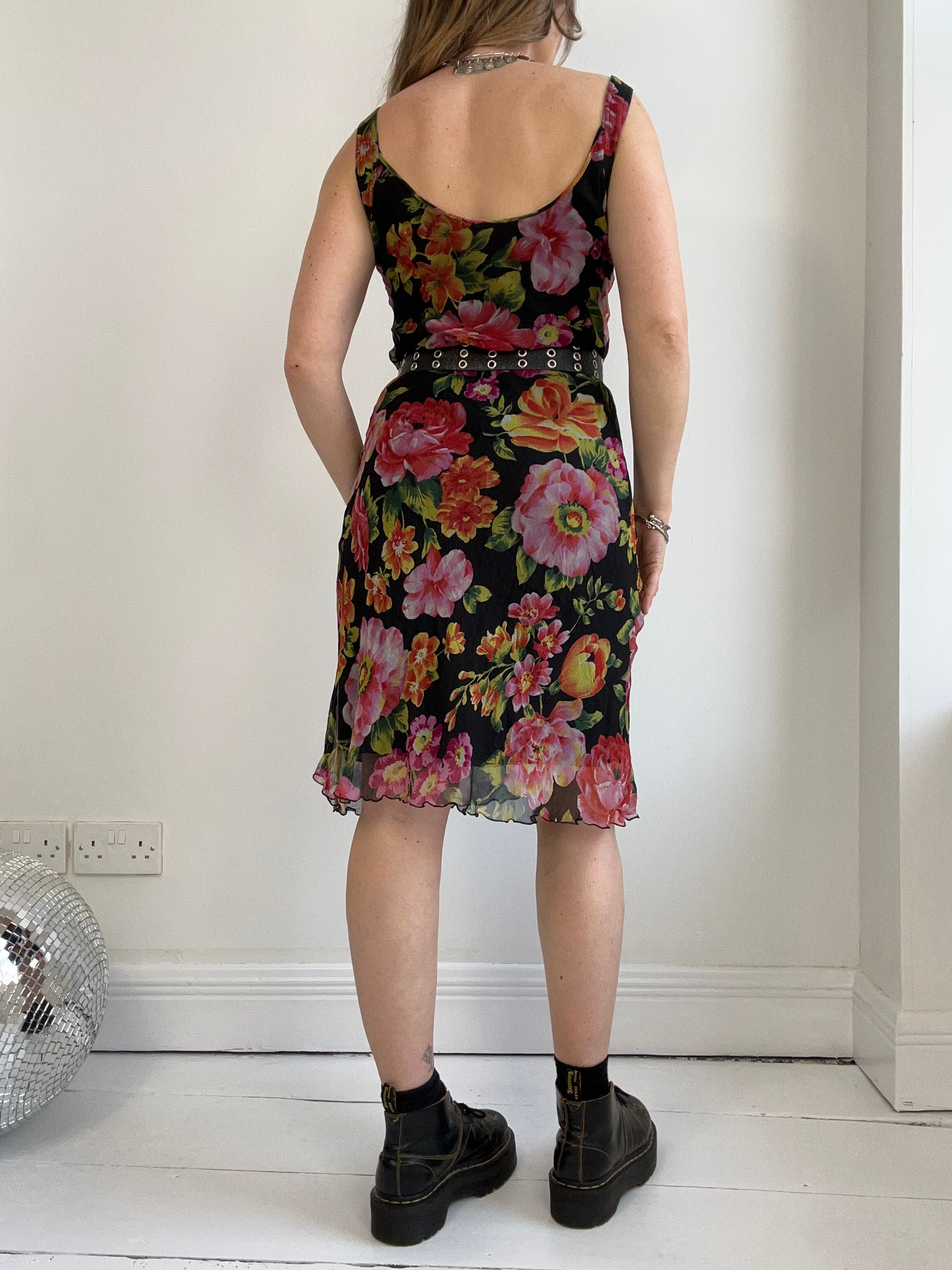 Floral Chiffon Midi Dress Size 8