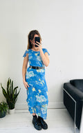 Blue Floral 90's Dress Size 8