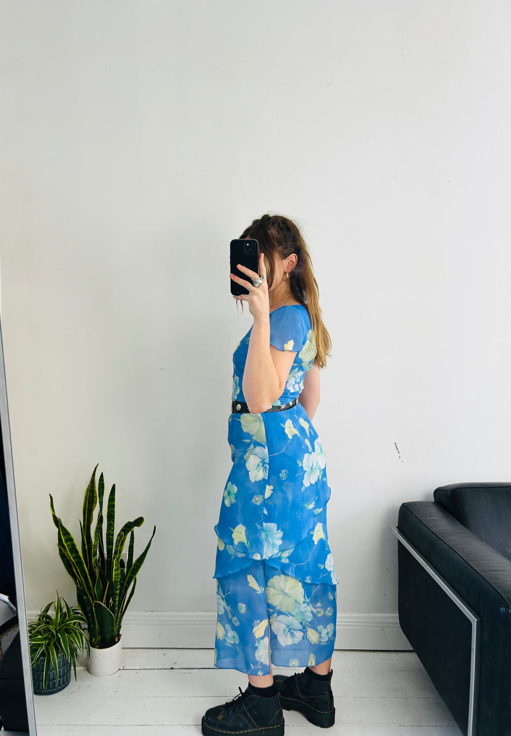 Blue Floral 90's Dress Size 8
