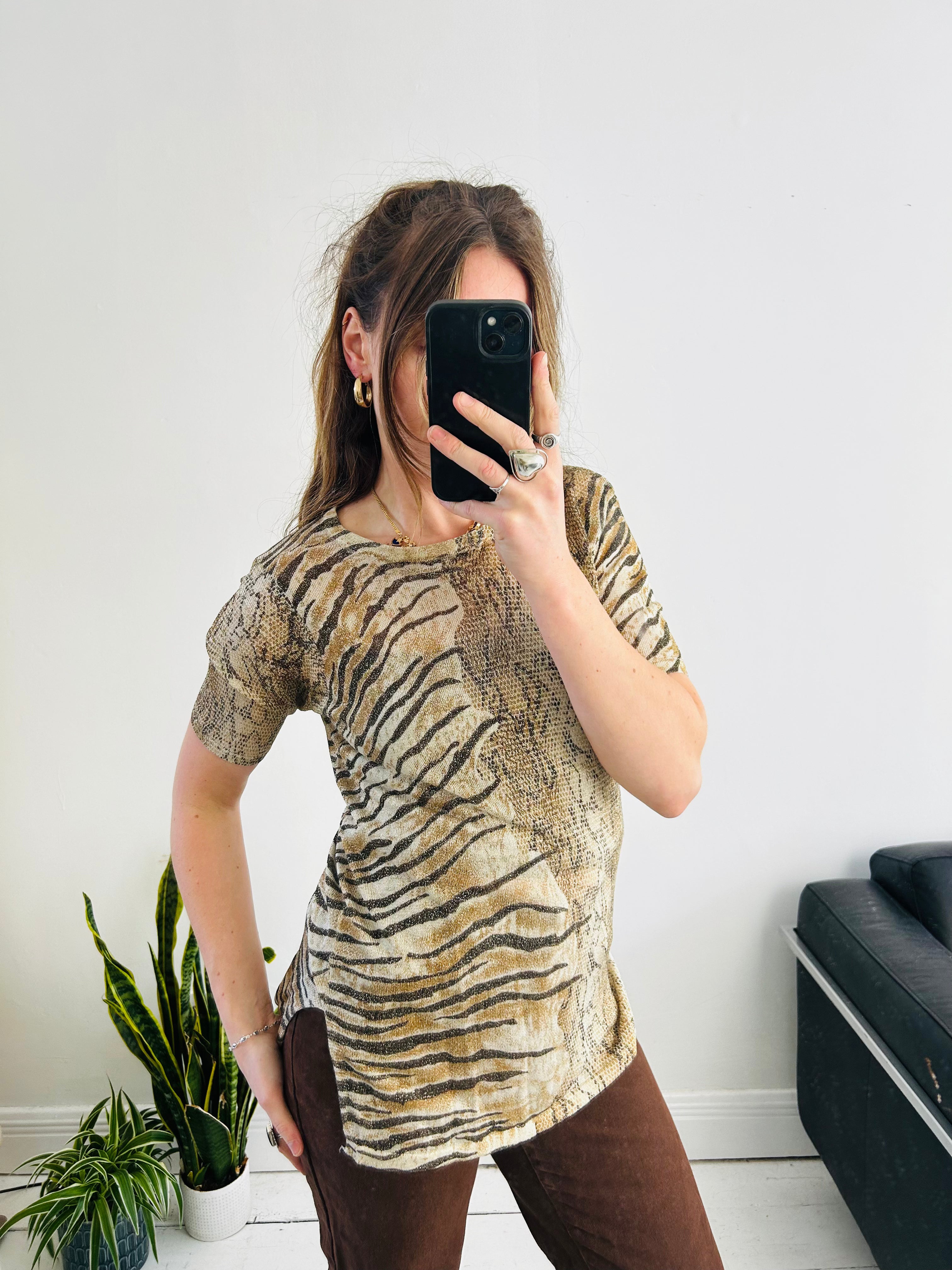 Sparkley Y2k Tiger Print Top Size 10/12