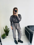 Silver Lurex 80's Jumpsuit Size 10