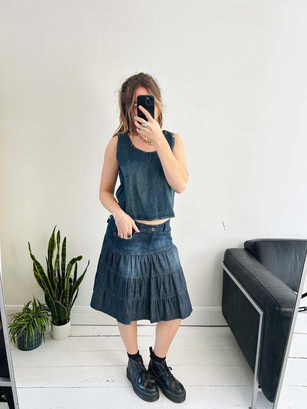 Denim two Piece Set Size 12 top 10 bottom