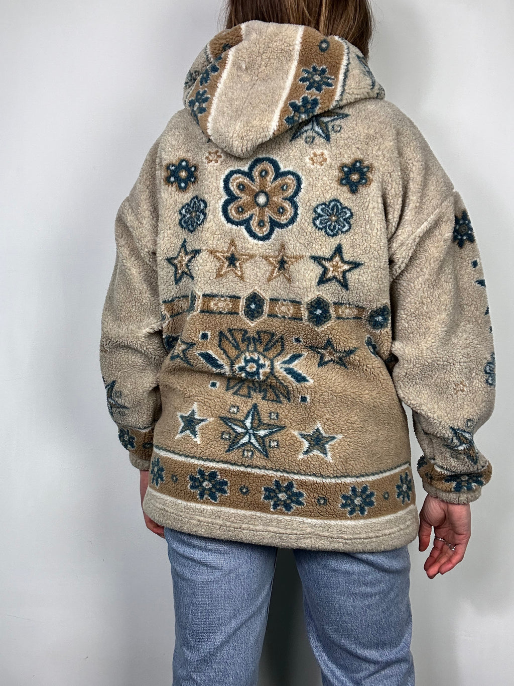 Fleece Floral Duffle Coat Size S/M