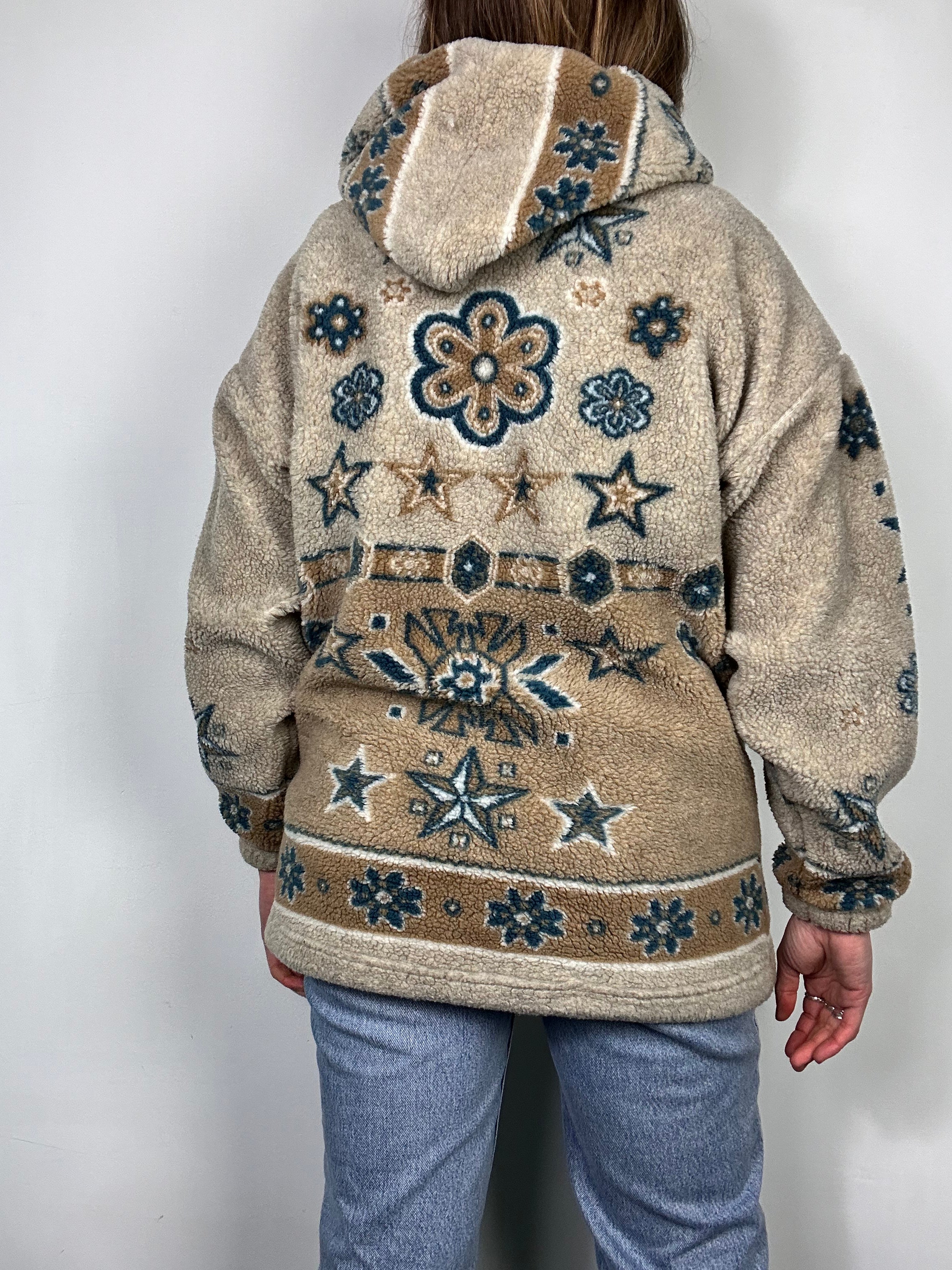 Fleece Floral Duffle Coat Size S/M