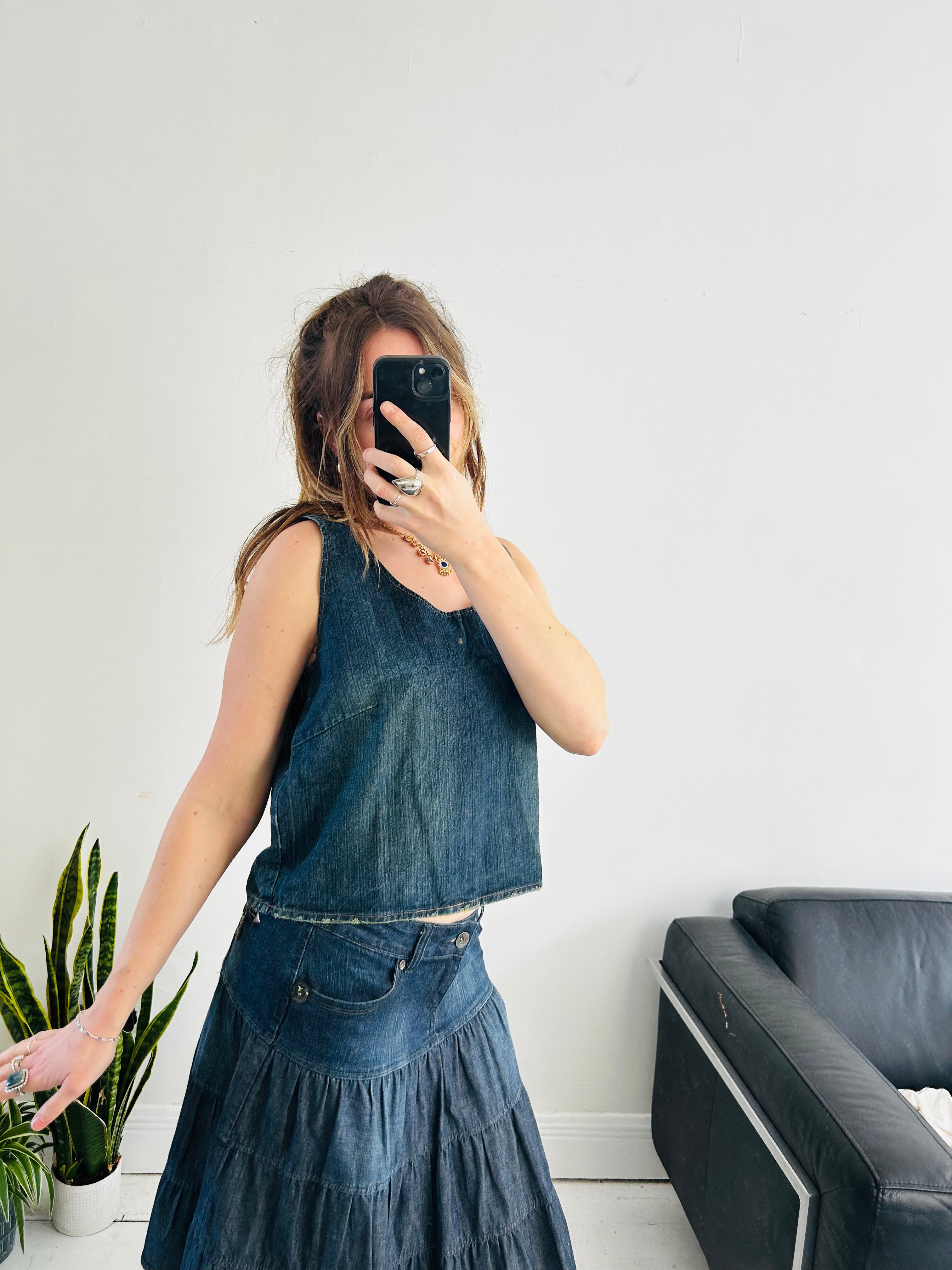 Denim two Piece Set Size 12 top 10 bottom