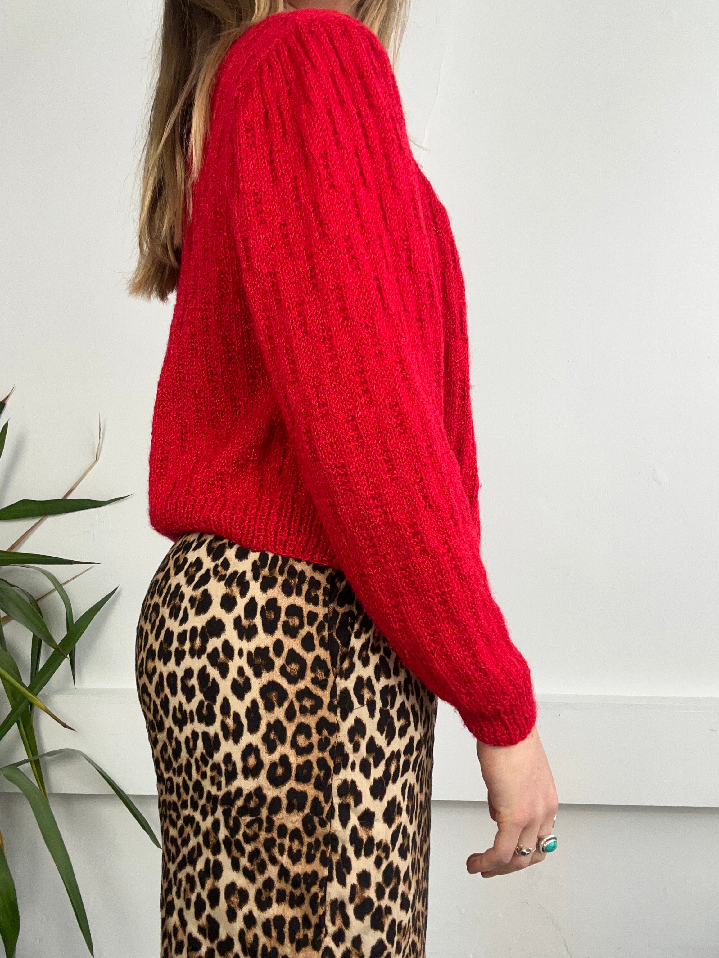 80's Red Cardigan size S