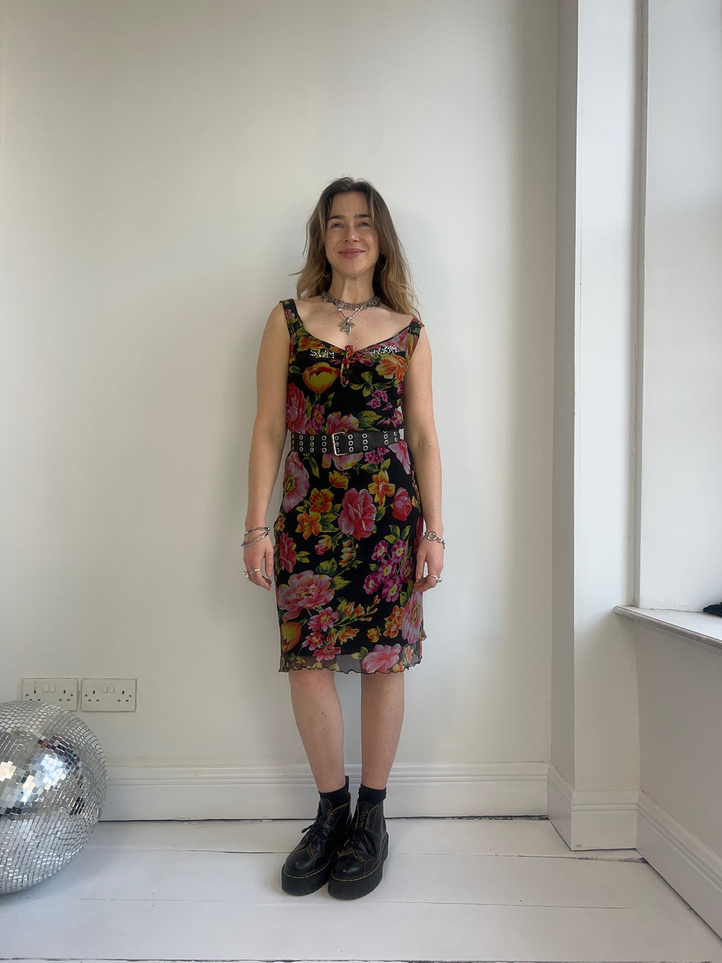 Floral Chiffon Midi Dress Size 8