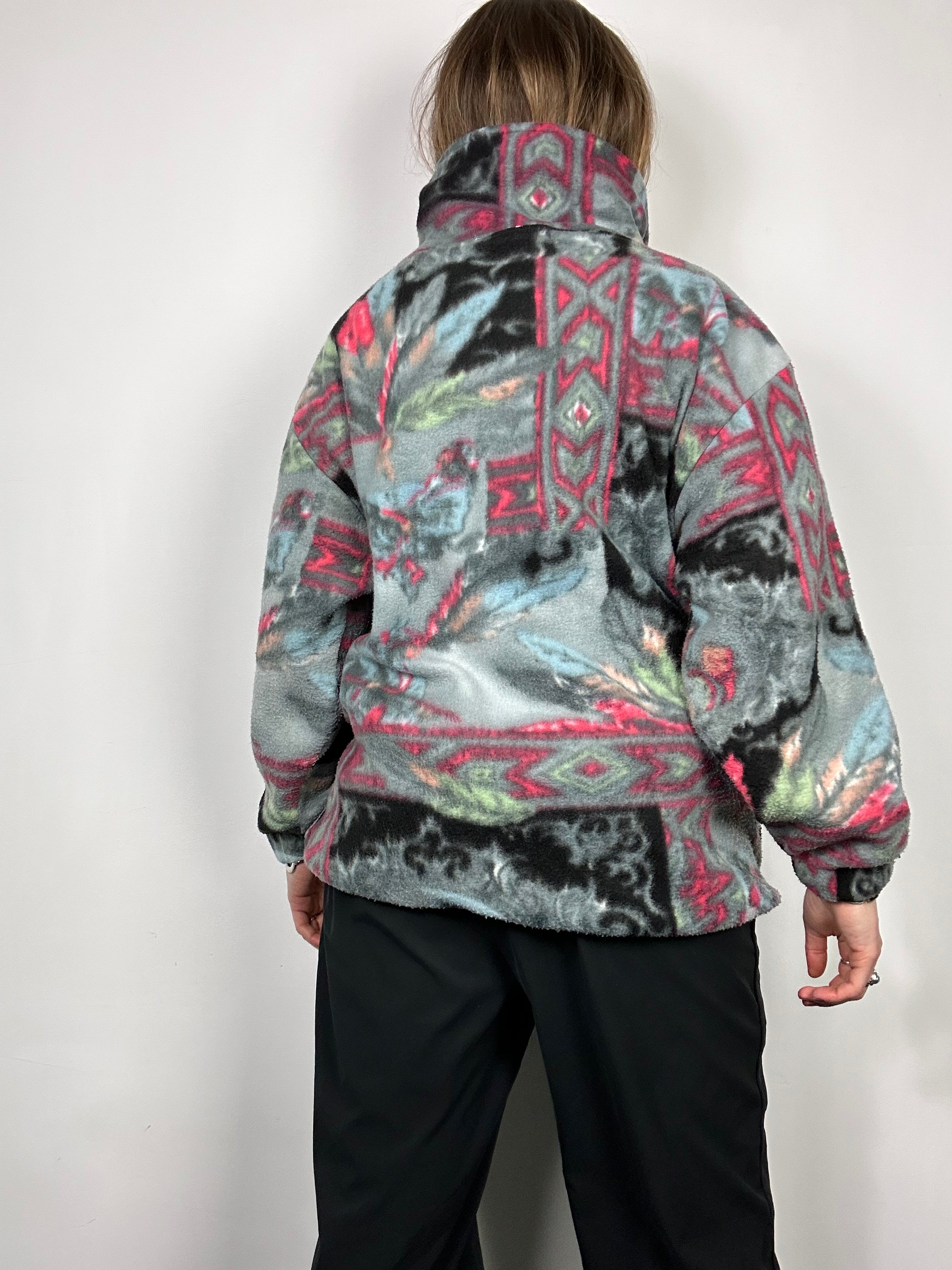 80's Crazy Print Fleece Size M