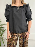 Black Puff Sleeve Shirt Size 12