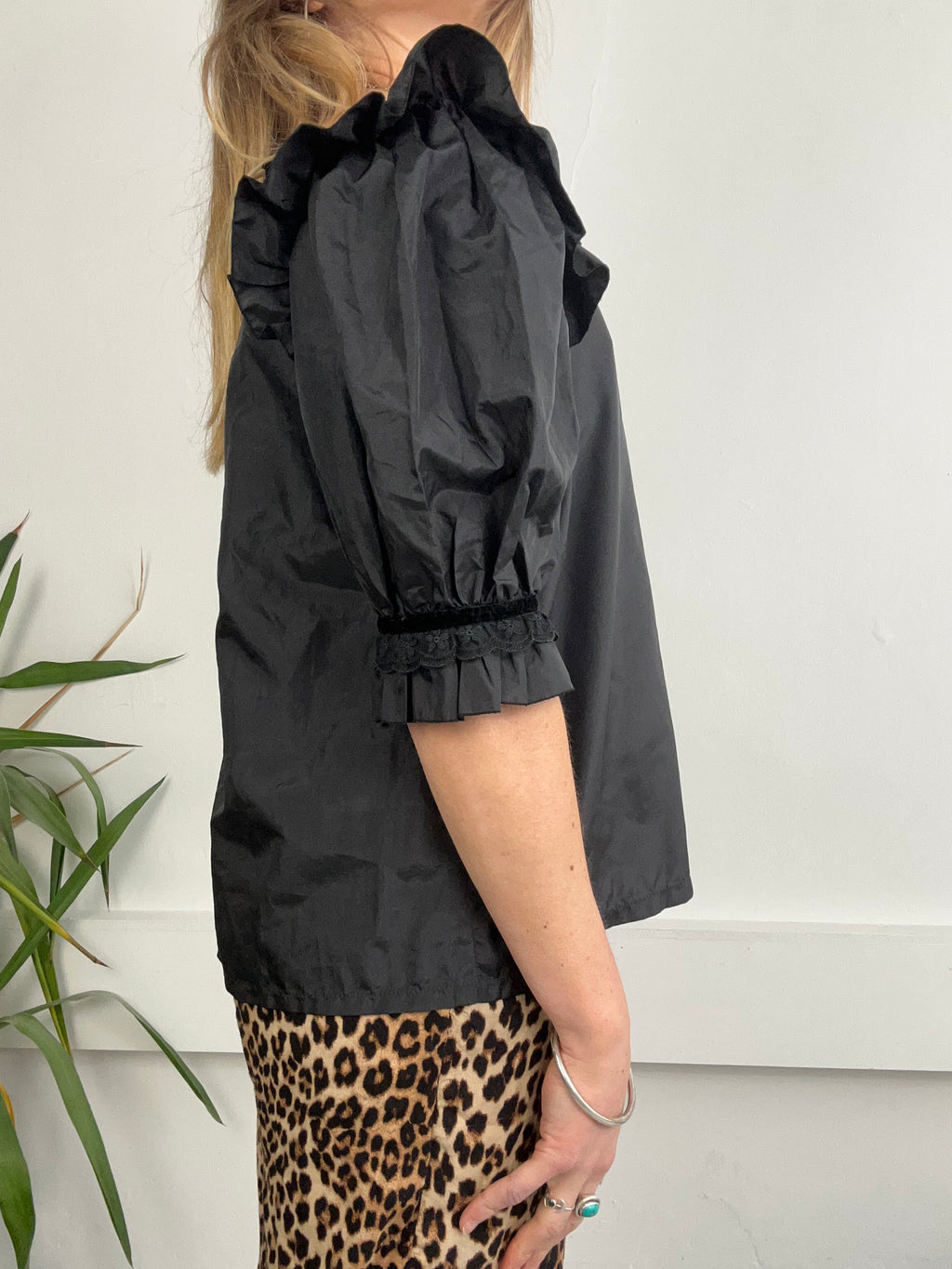 Black Puff Sleeve Shirt Size 12