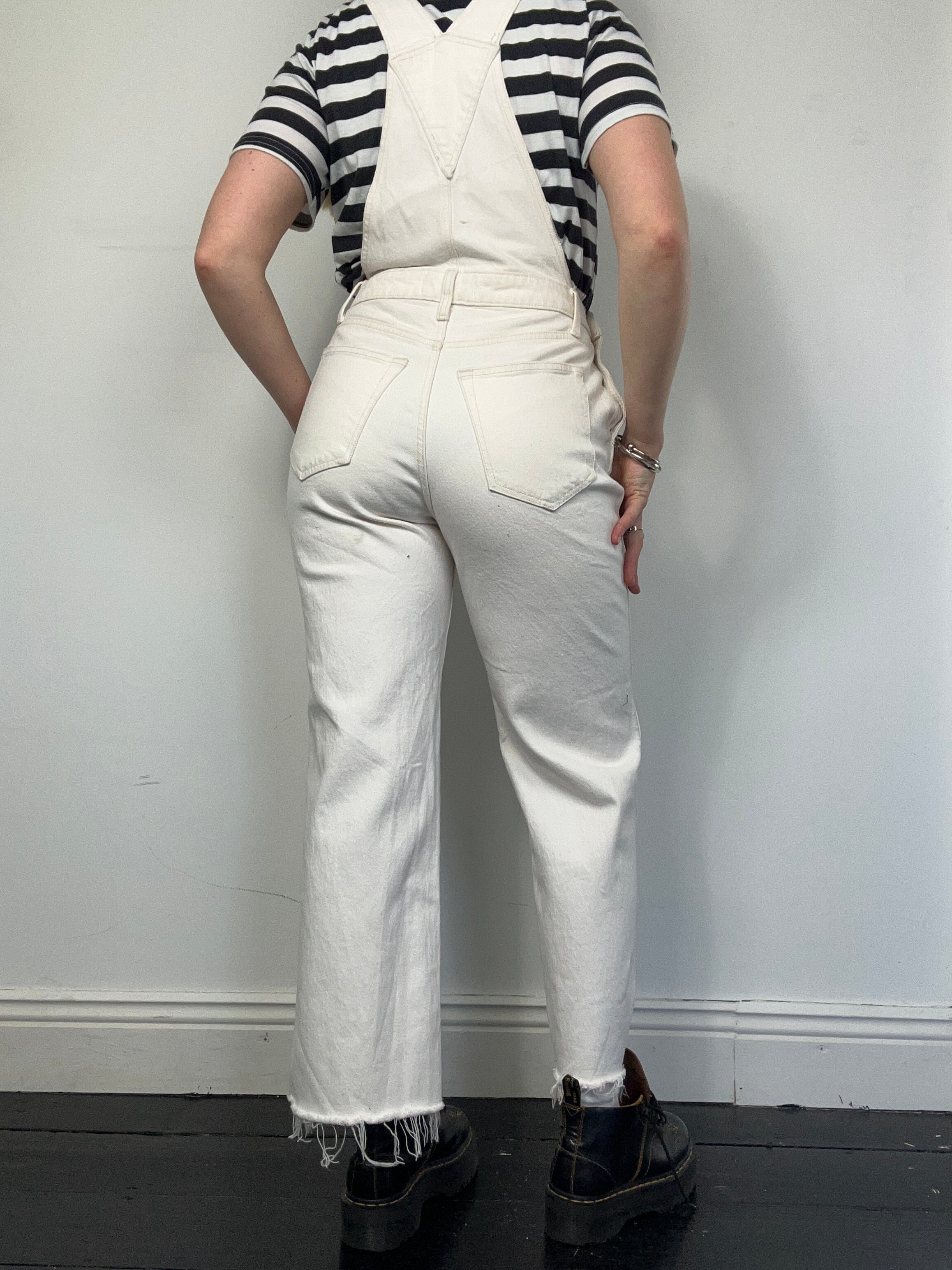 White 00's Abercrombie Dungarees size 8