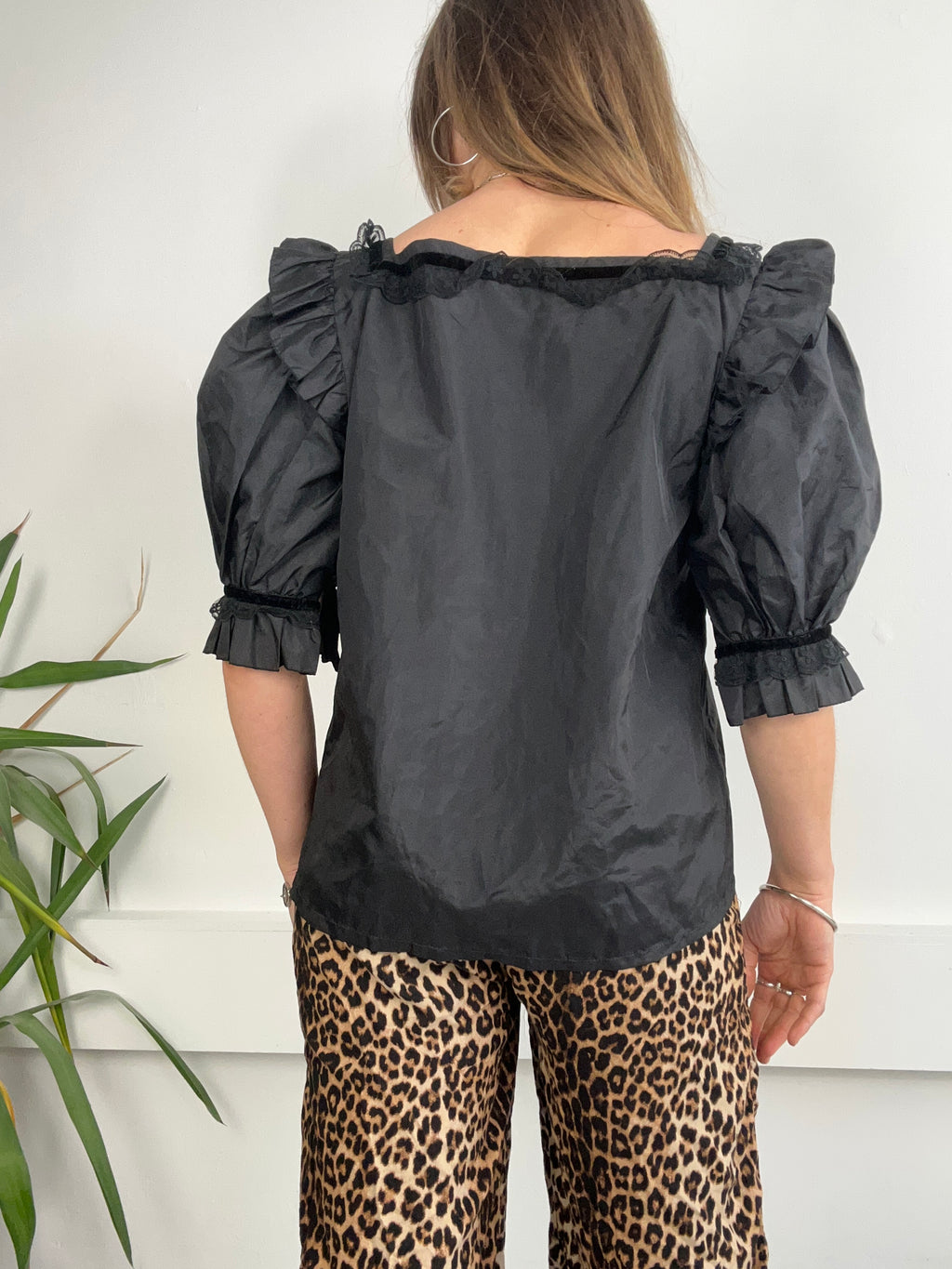 Black Puff Sleeve Shirt Size 12