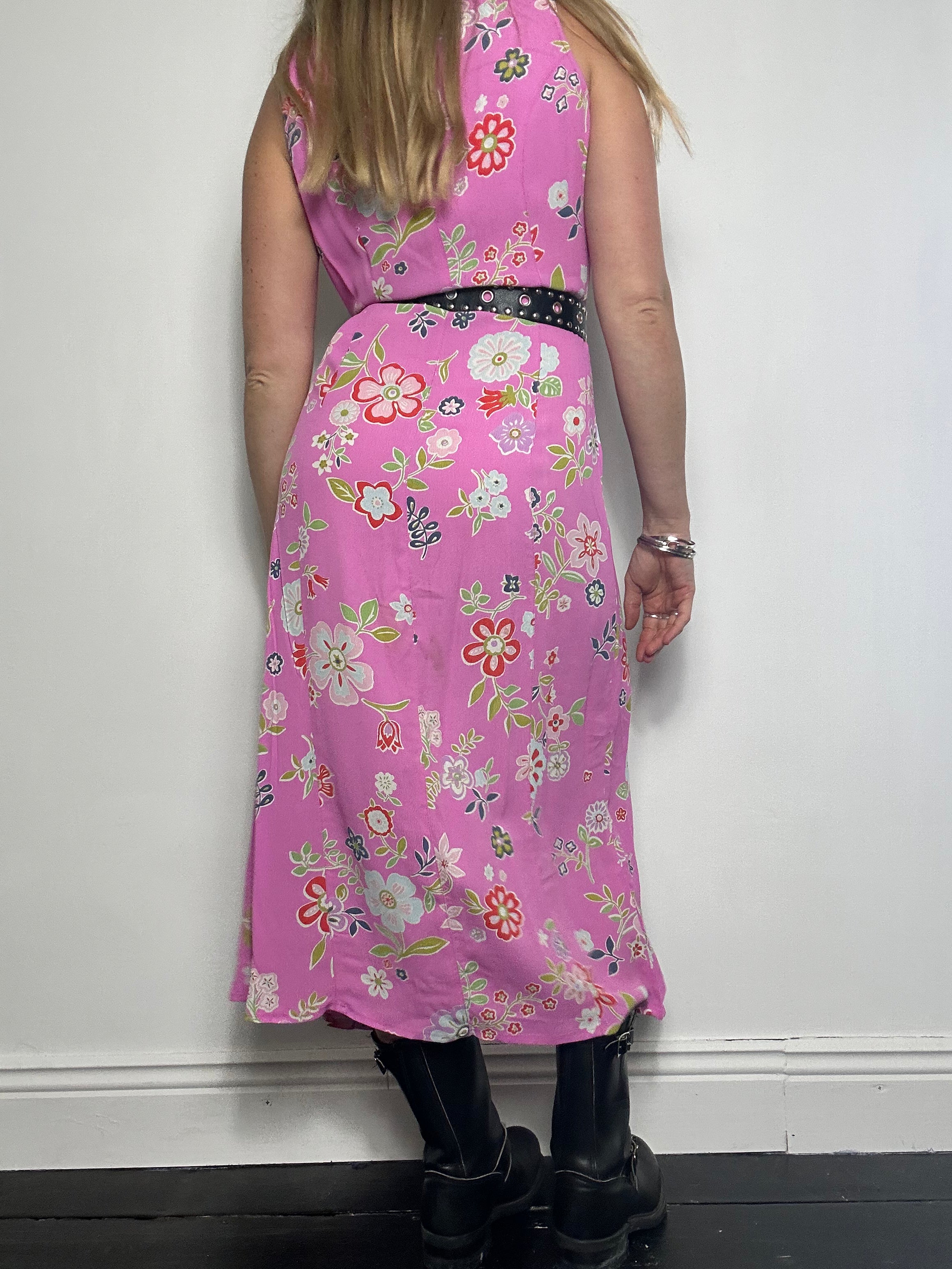Pink Floral Midi Dress Size 8/10