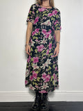 Floral Chiffon Dress 90's Size 12