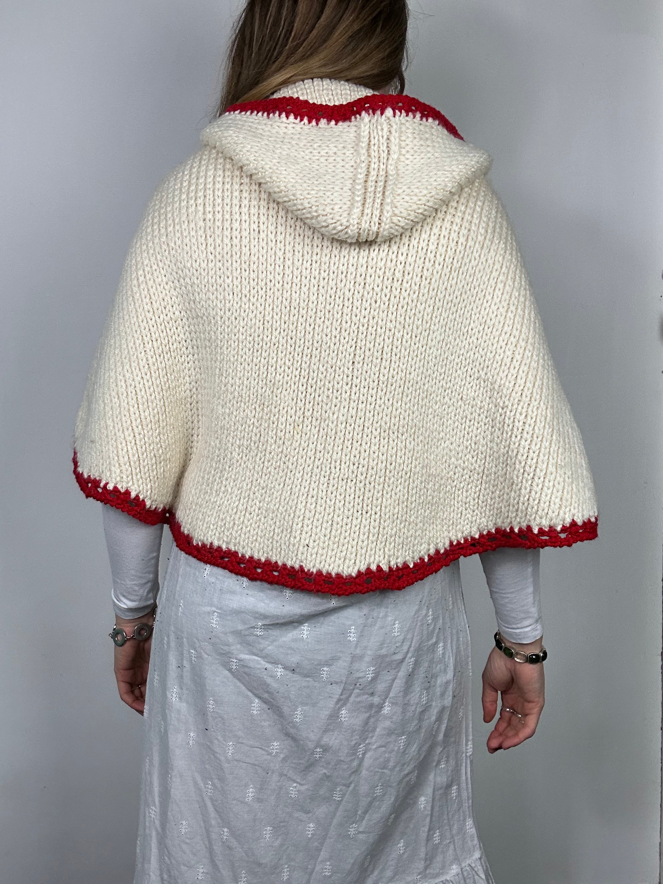 Crochet Hand Made 70's Hooded Cape Size S