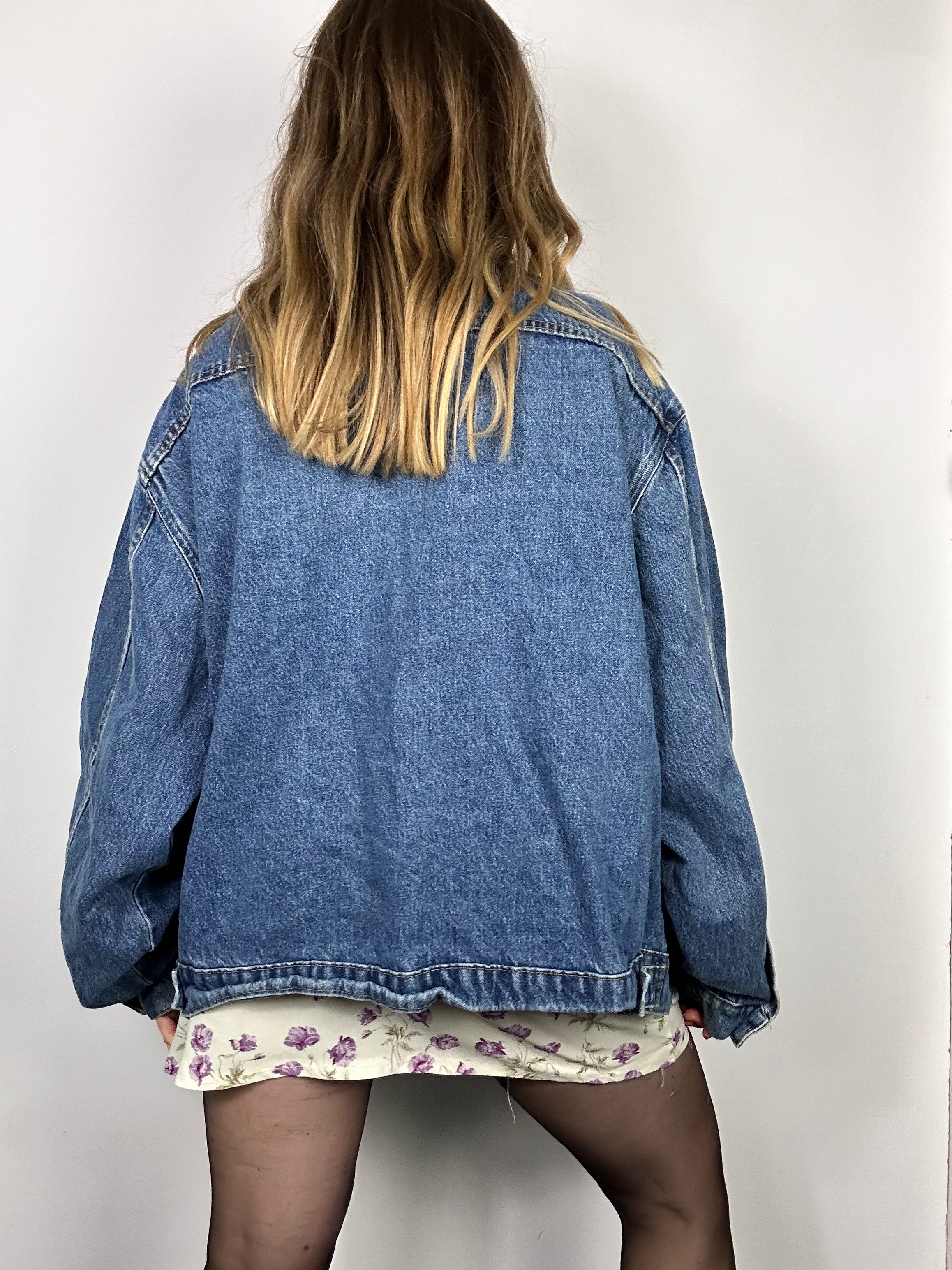 Eagle Embroidered Denim Jacket Size L