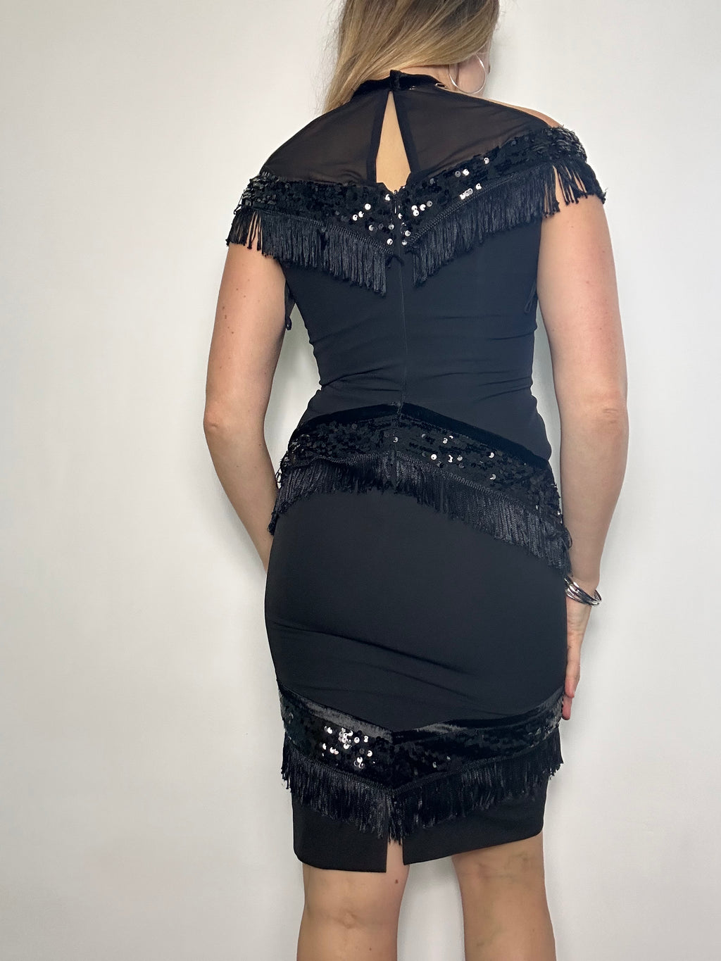 Fringed Sequin Mini Dress Size 8