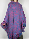 Purple Knitted 70's Poncho Size Xl