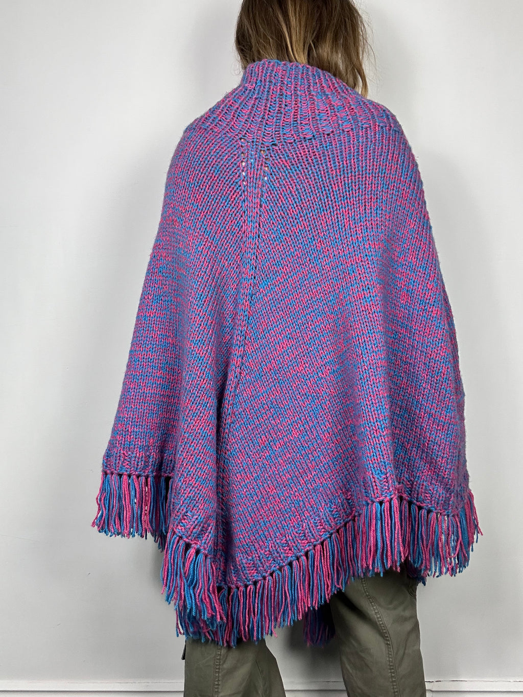 Purple Knitted 70's Poncho Size Xl
