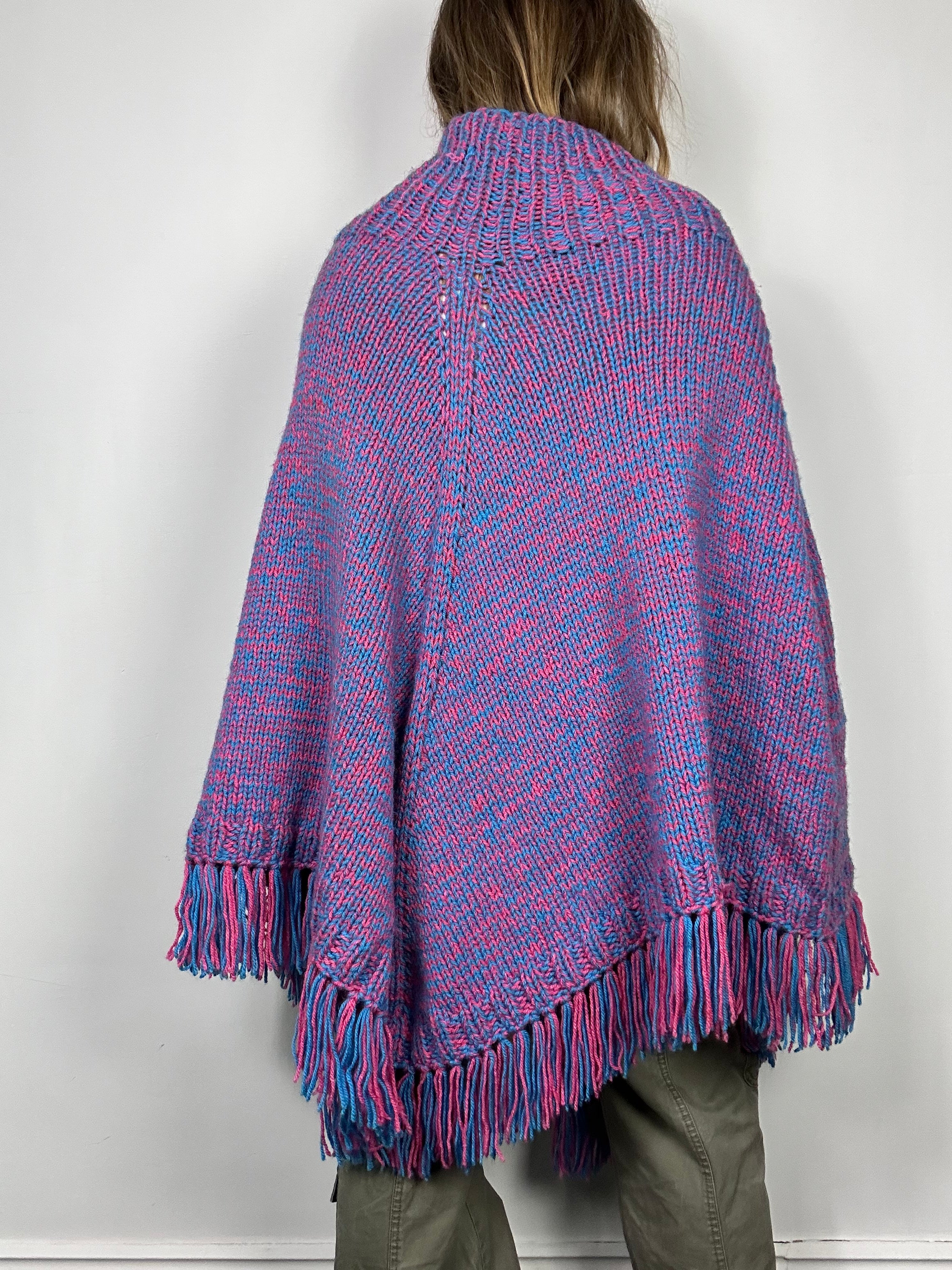Purple Knitted 70's Poncho Size Xl