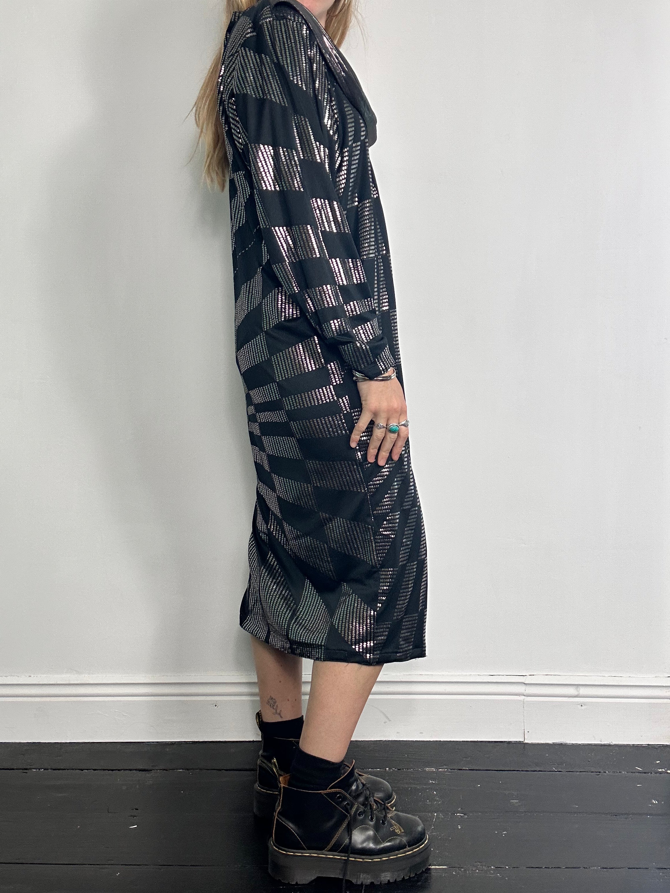 80's Shimmer Check Midi Dress Size 14