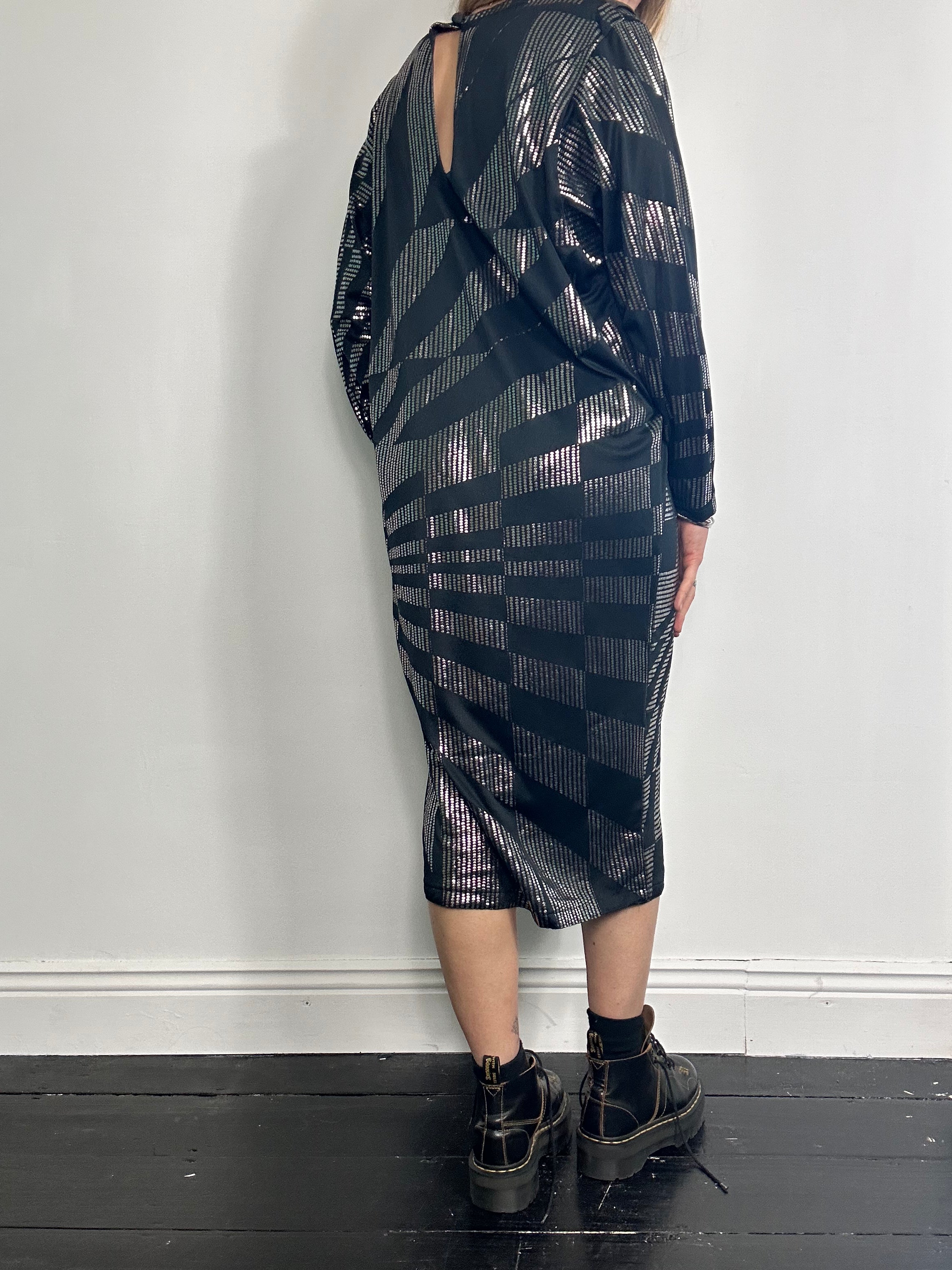 80's Shimmer Check Midi Dress Size 14