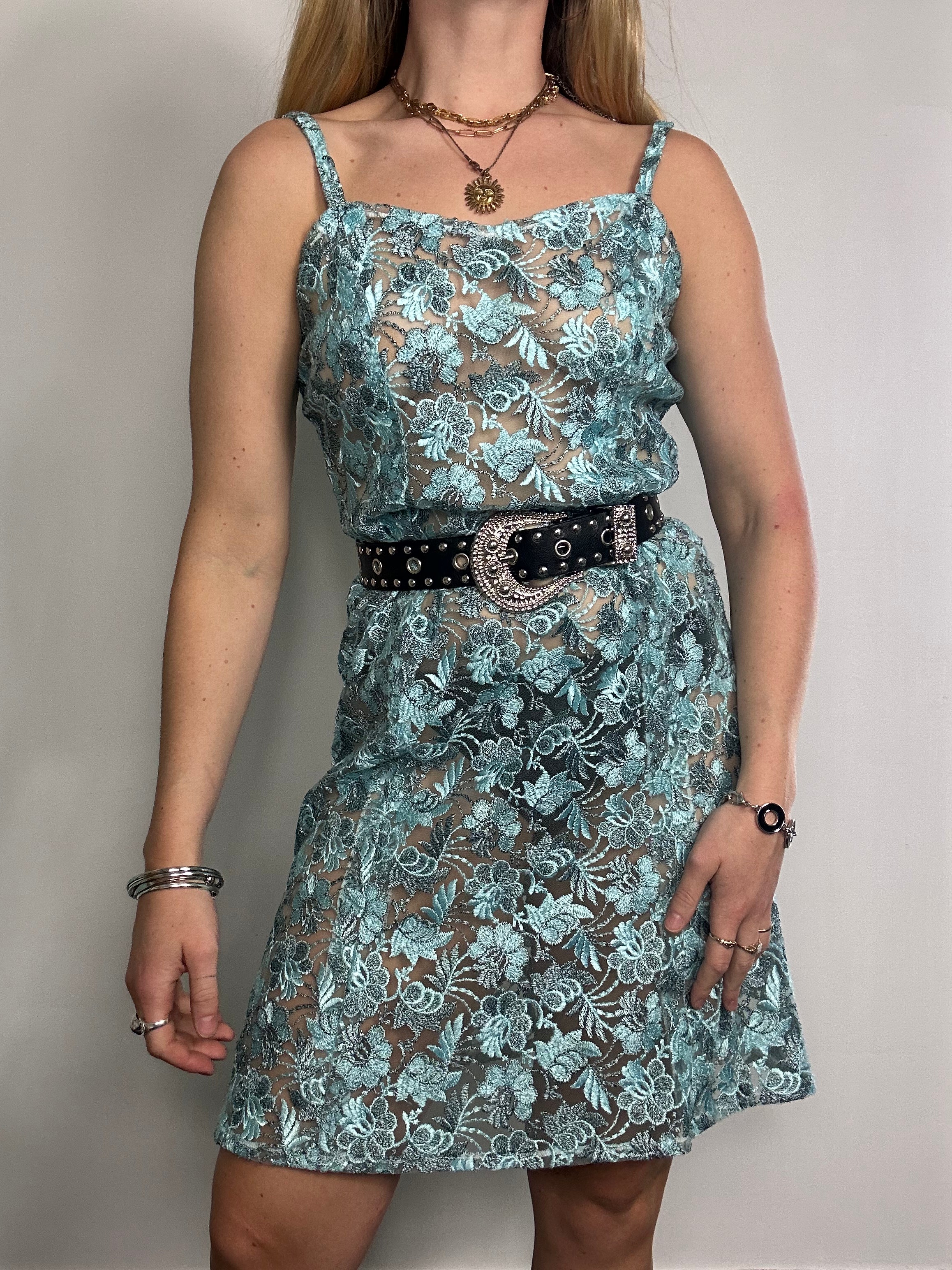 Lace Blue Mini Dress Size 10