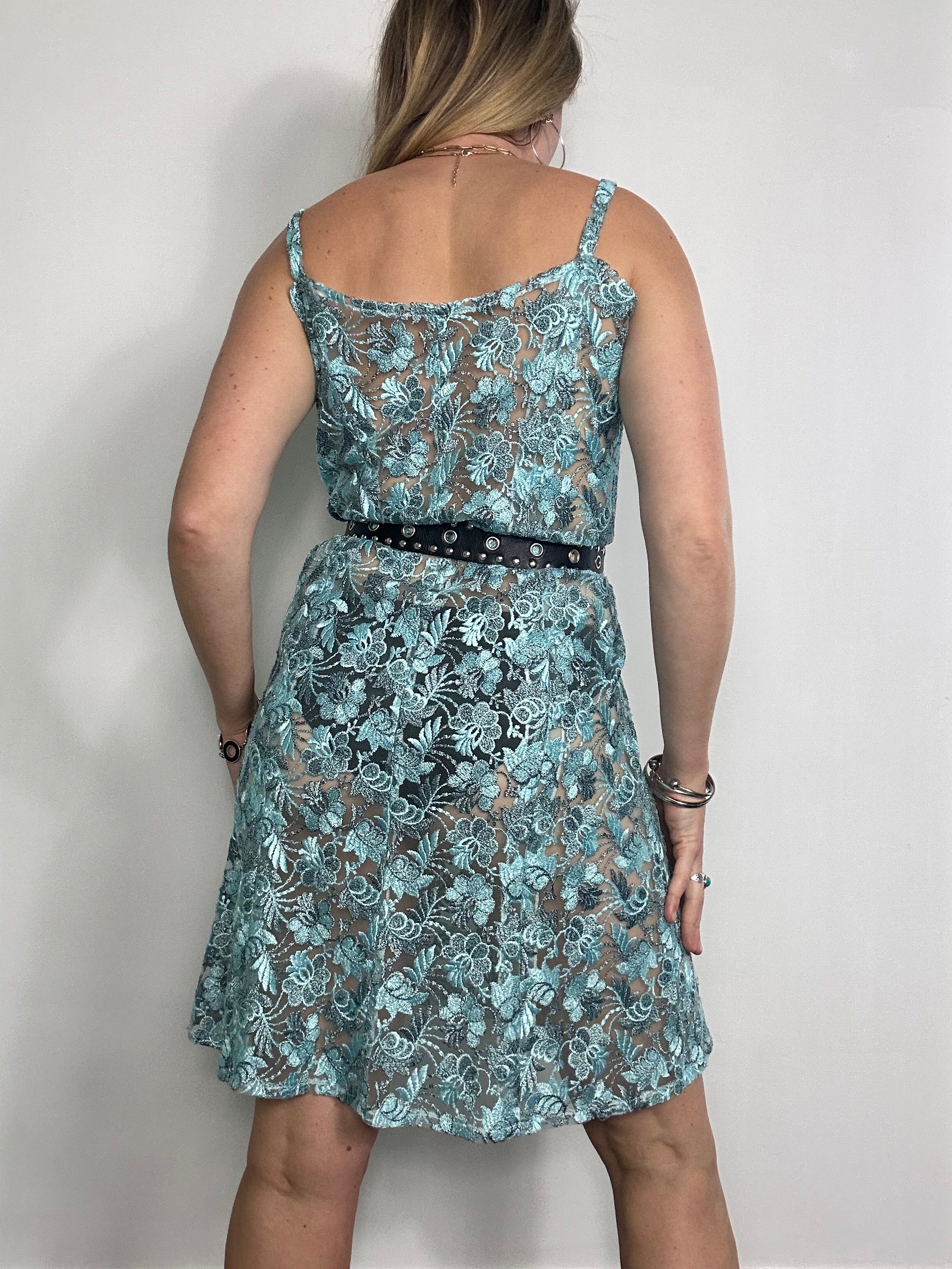 Lace Blue Mini Dress Size 10
