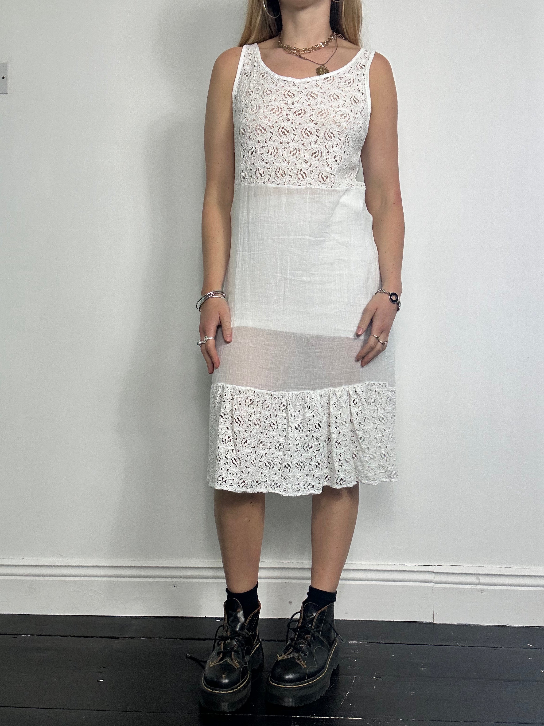 White Summer Midi Dress Size 10