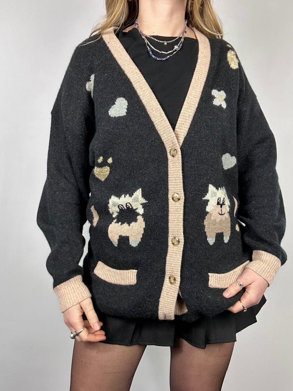 Puppy Print Knitted Cardigan Size 12