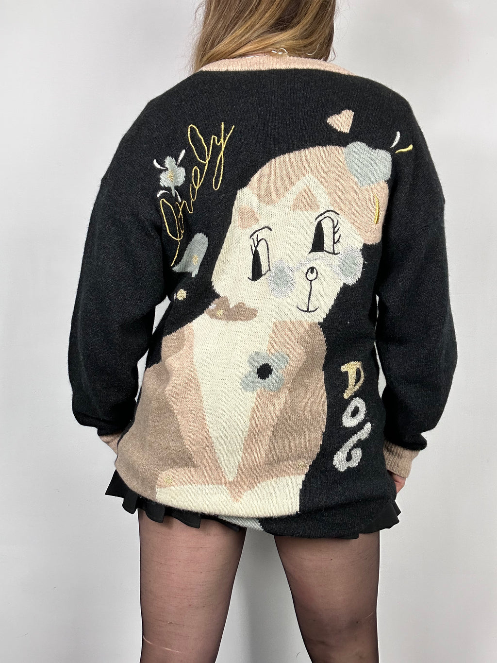 Puppy Print Knitted Cardigan Size 12