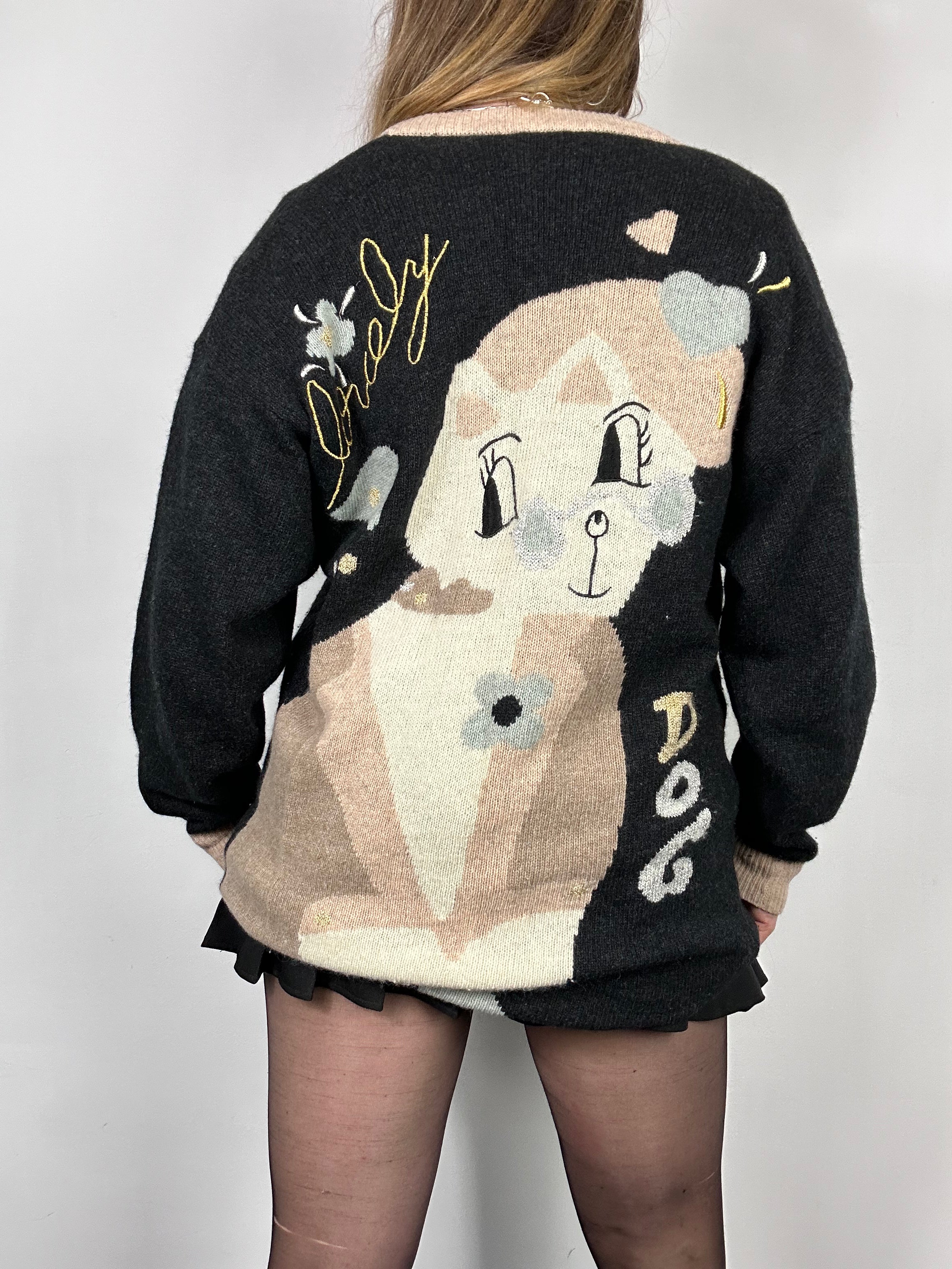 Puppy Print Knitted Cardigan Size 12