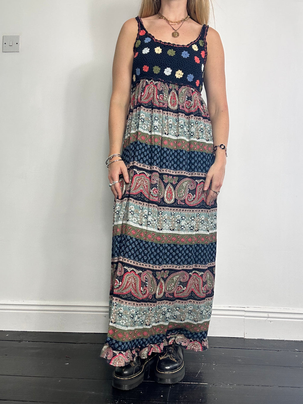 Crochet 70's Maxi Dress size 10