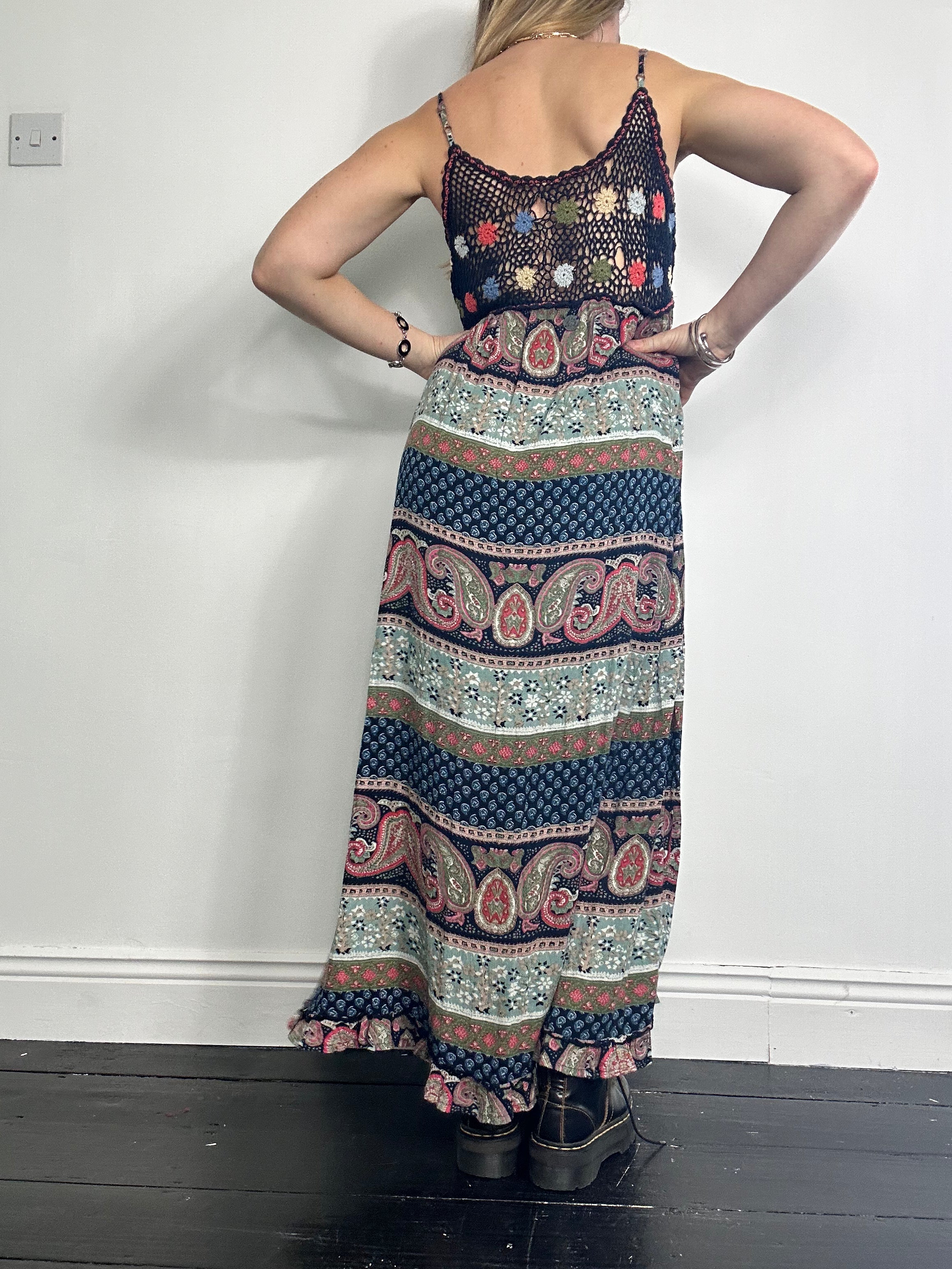 Crochet 70's Maxi Dress size 10