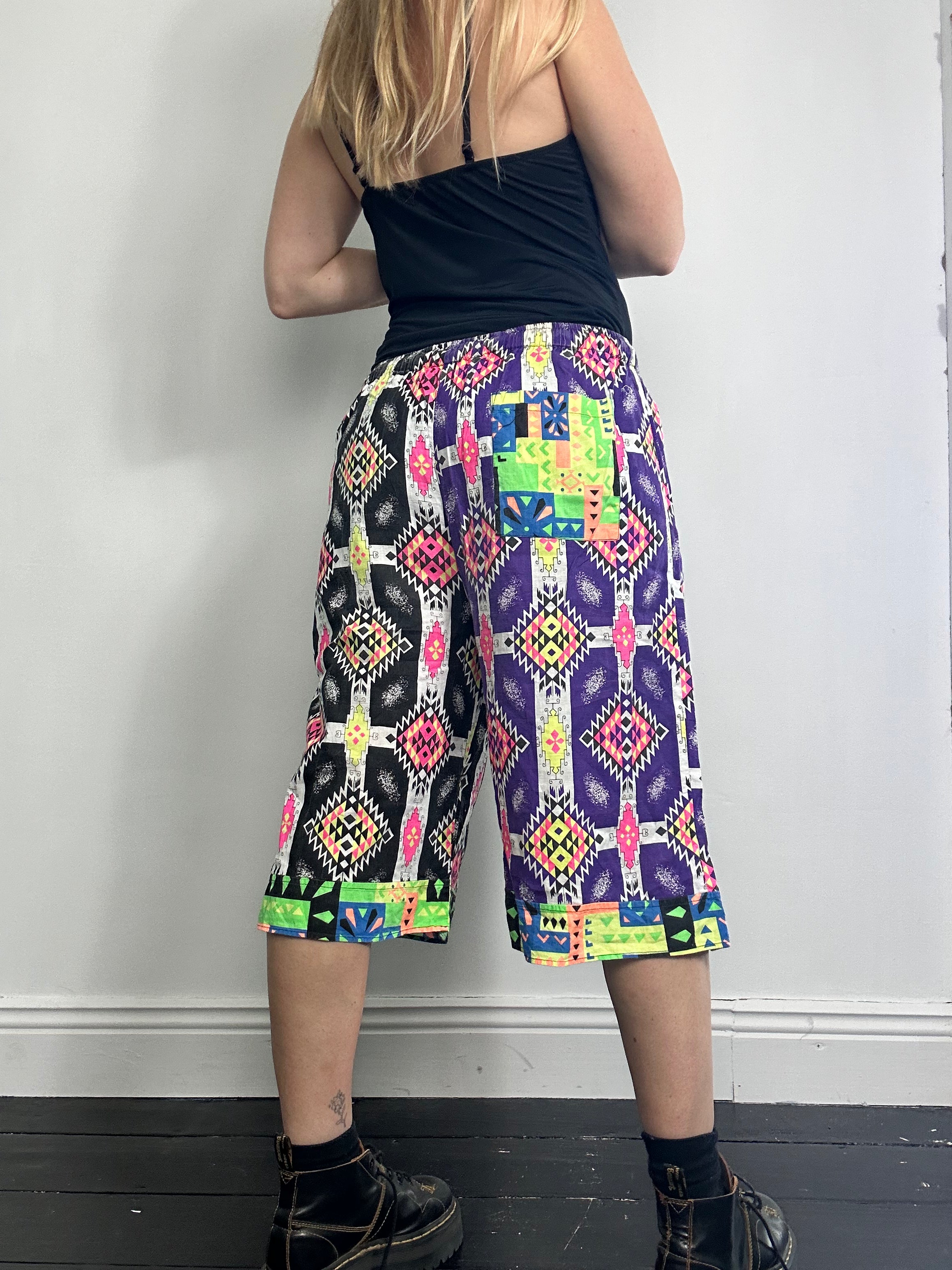 80's Crazy print Jorts Size L