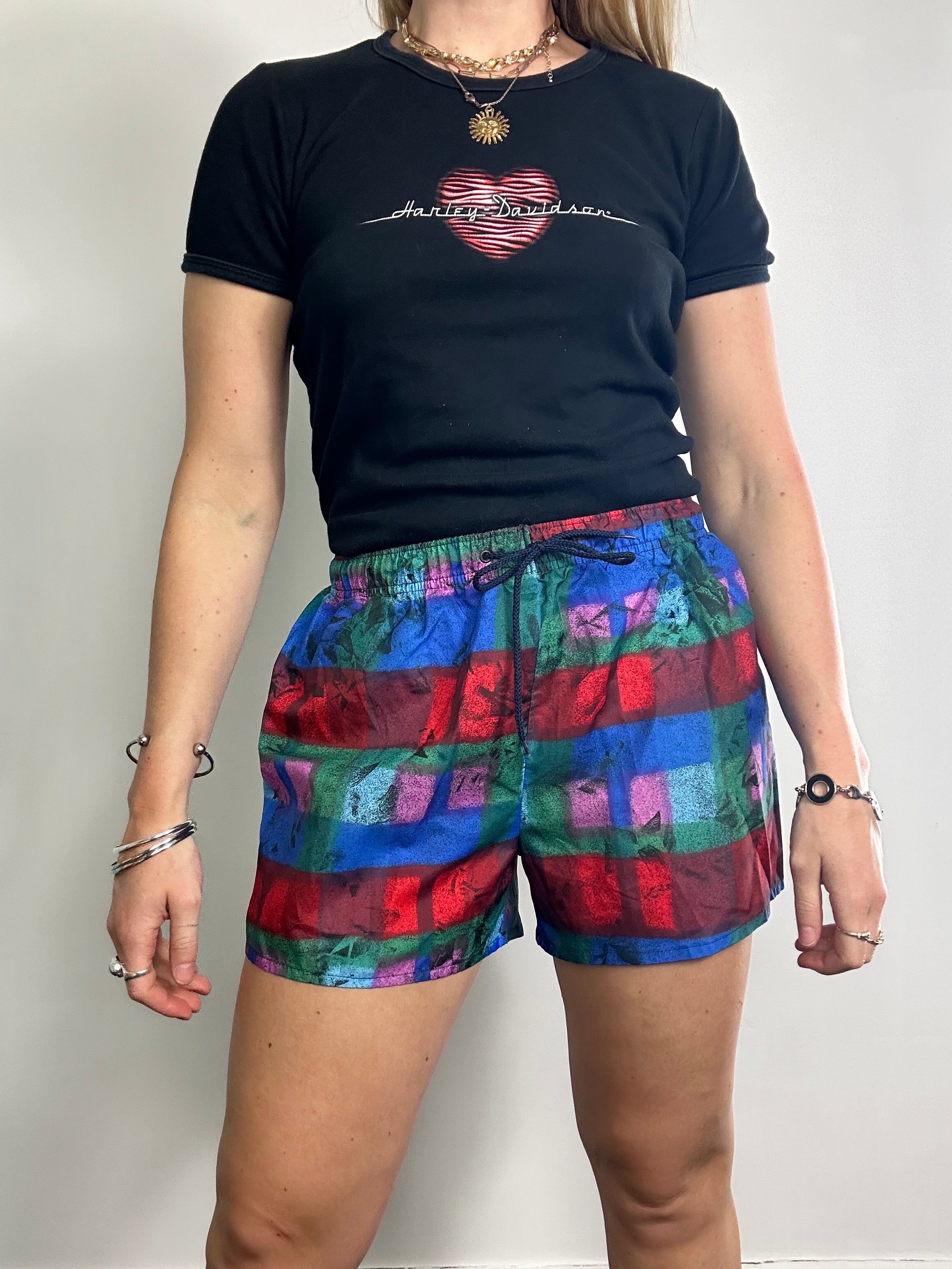 Tartan 90s Swim Shorts Size S
