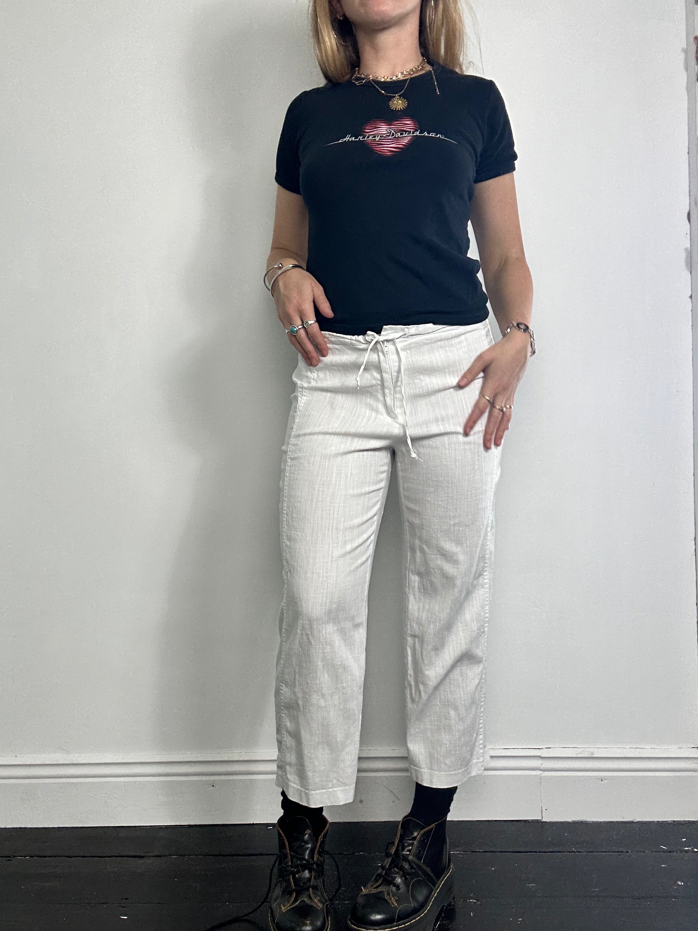 White Linen Capri Pants size 6/8