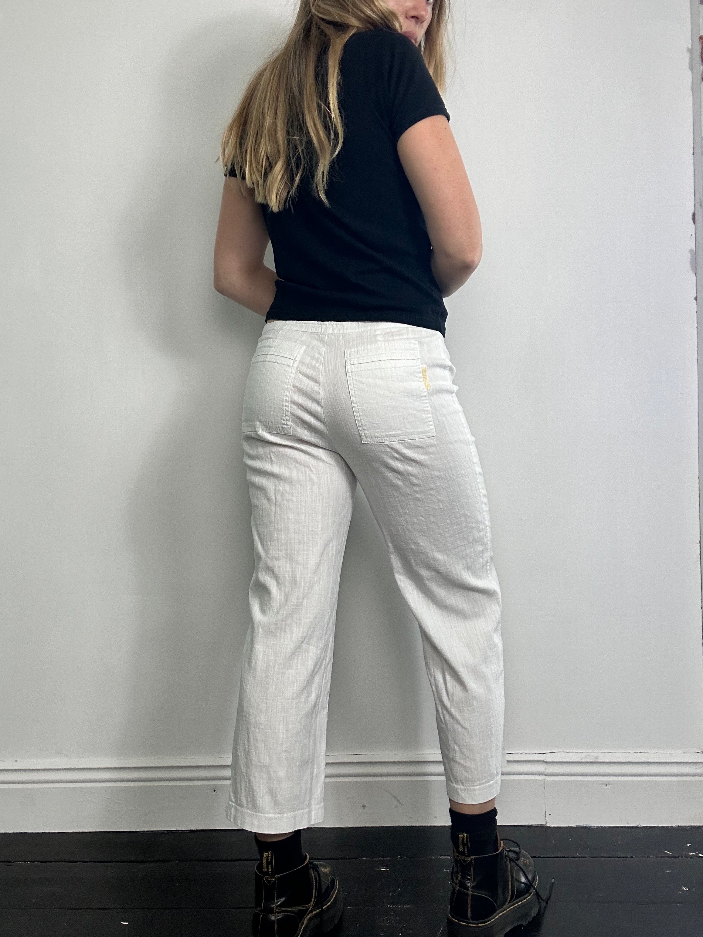 White Linen Capri Pants size 6/8