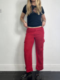 Red Linen Cargo Pants Size 8