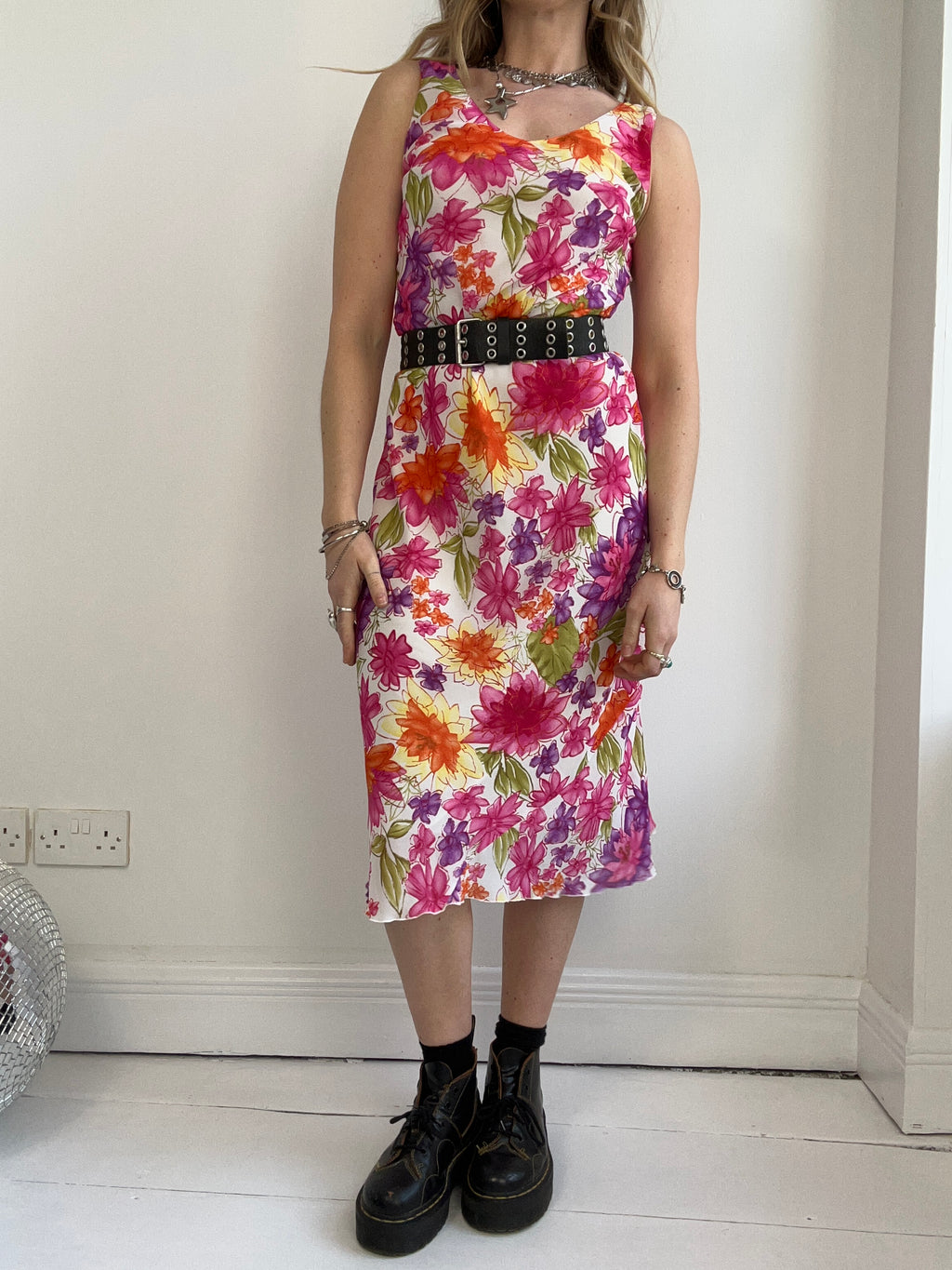 Floral Chiffon Midi Dress Size 10
